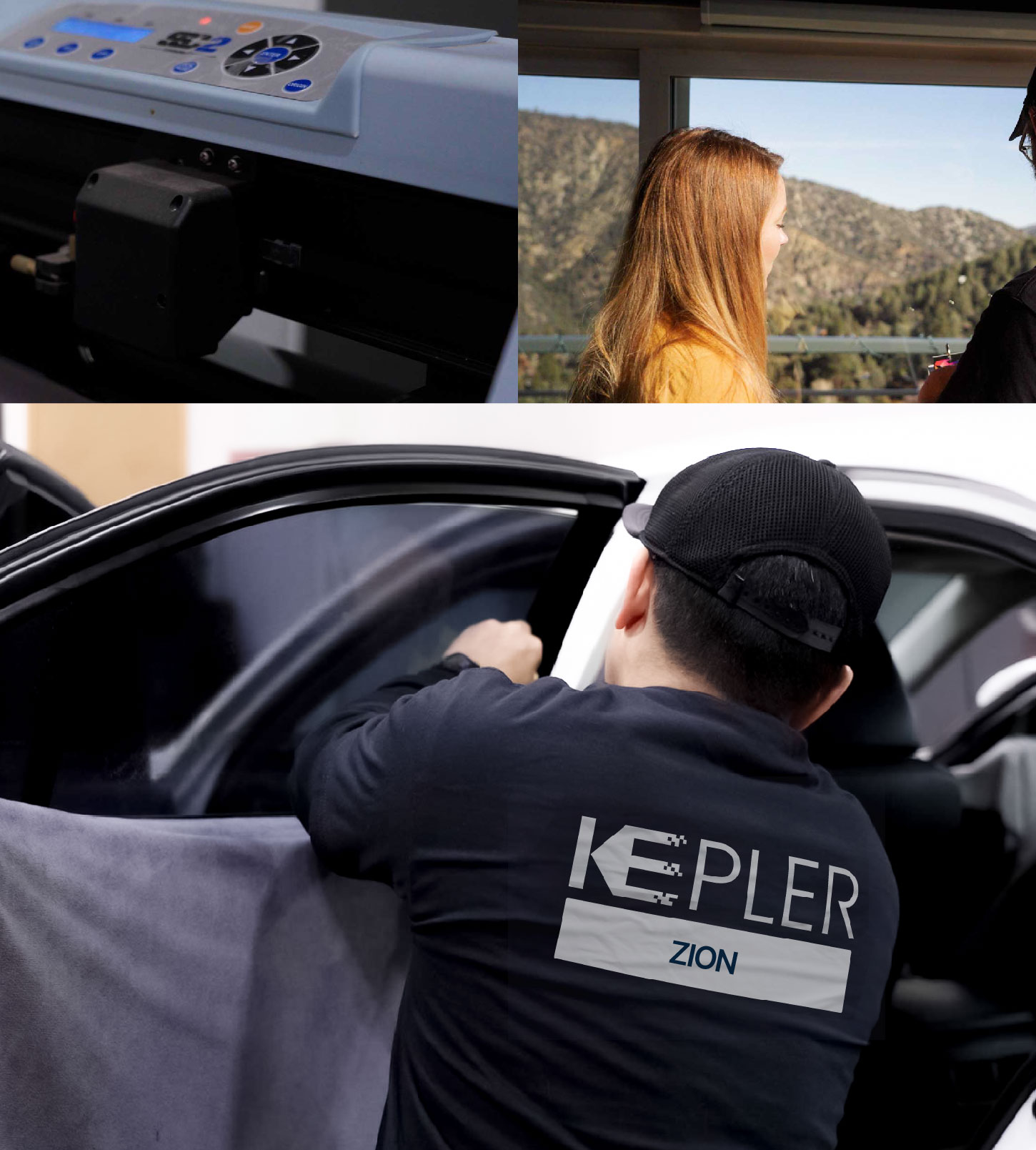Automotive Window Tinting Expert Applying Film in Zion, Illinois