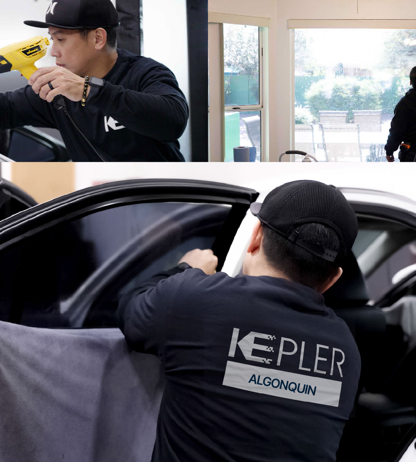 Automotive Window Tinting Expert Applying Film in Algonquin, Illinois