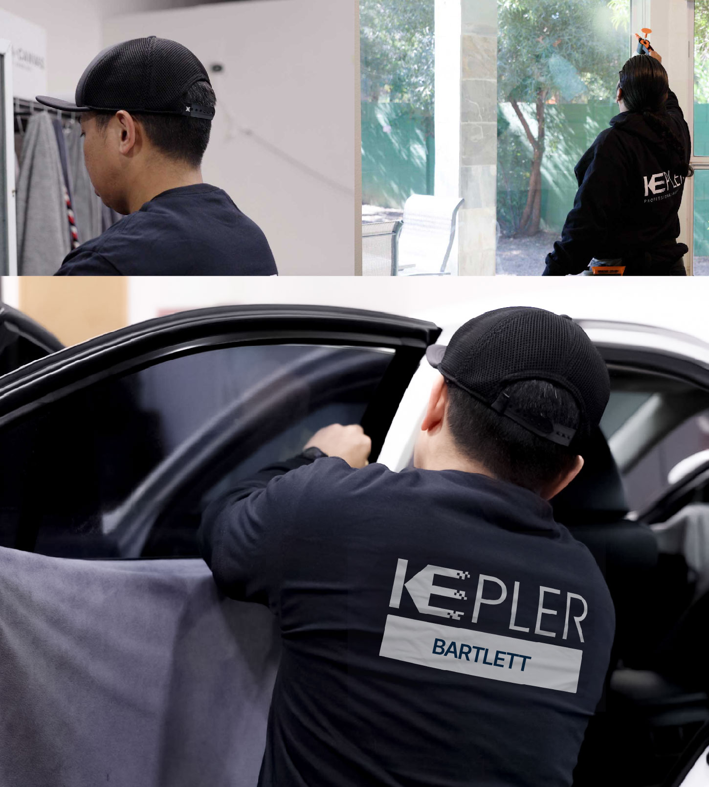Automotive Window Tinting Expert Applying Film in Bartlett, Illinois