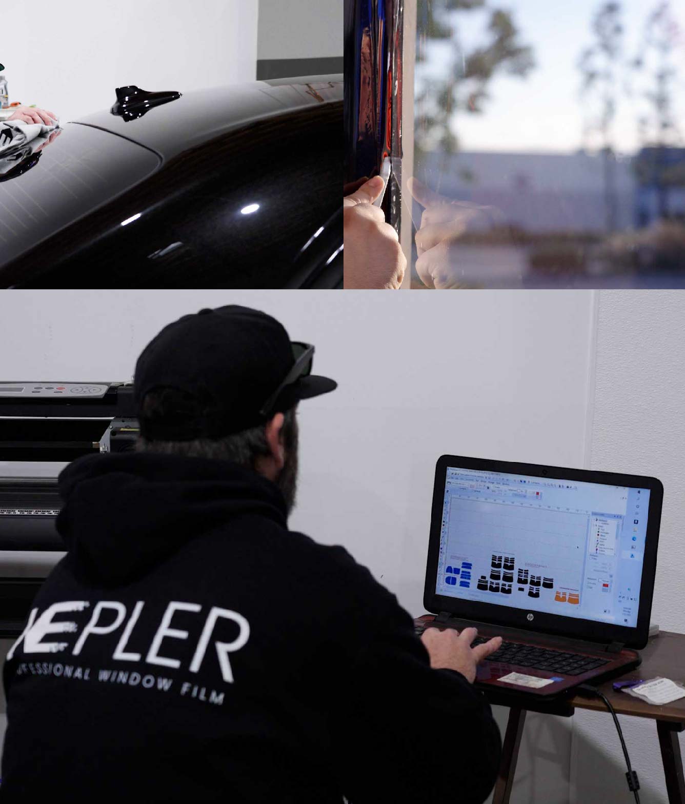 Ceramic Window Tinting Expert Cutting Film in Garland, Texas