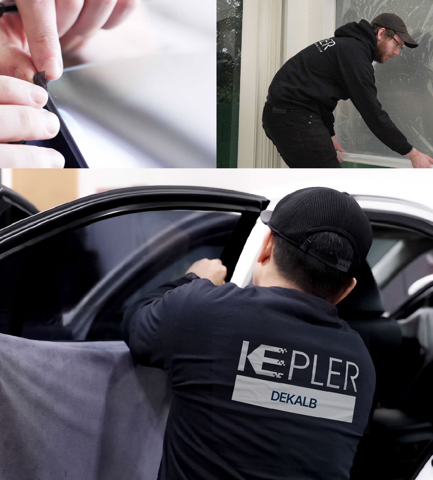 Automotive Window Tinting Expert Applying Film in DeKalb, Illinois