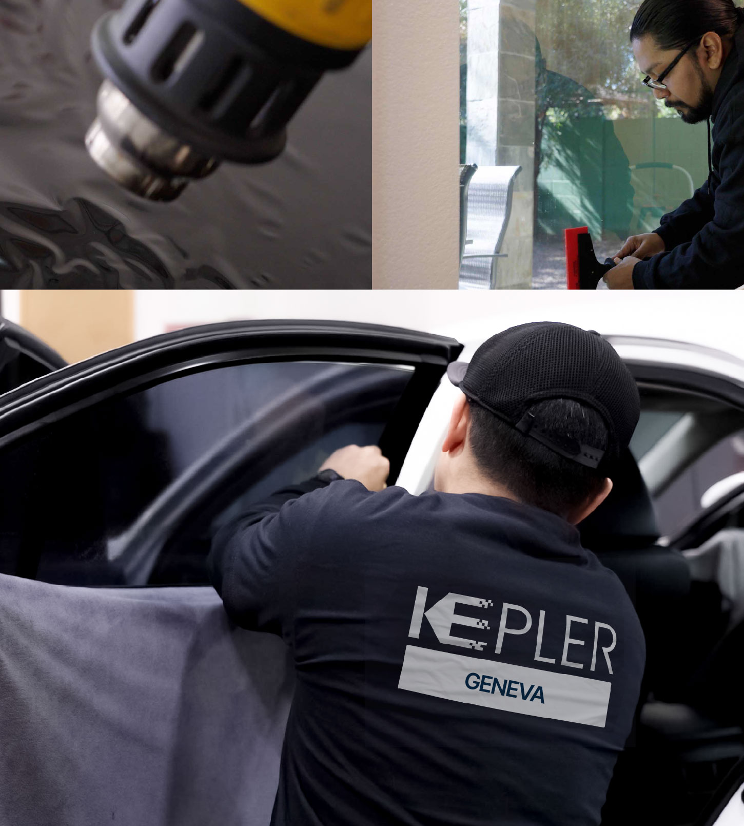 Automotive Window Tinting Expert Applying Film in Geneva, Illinois