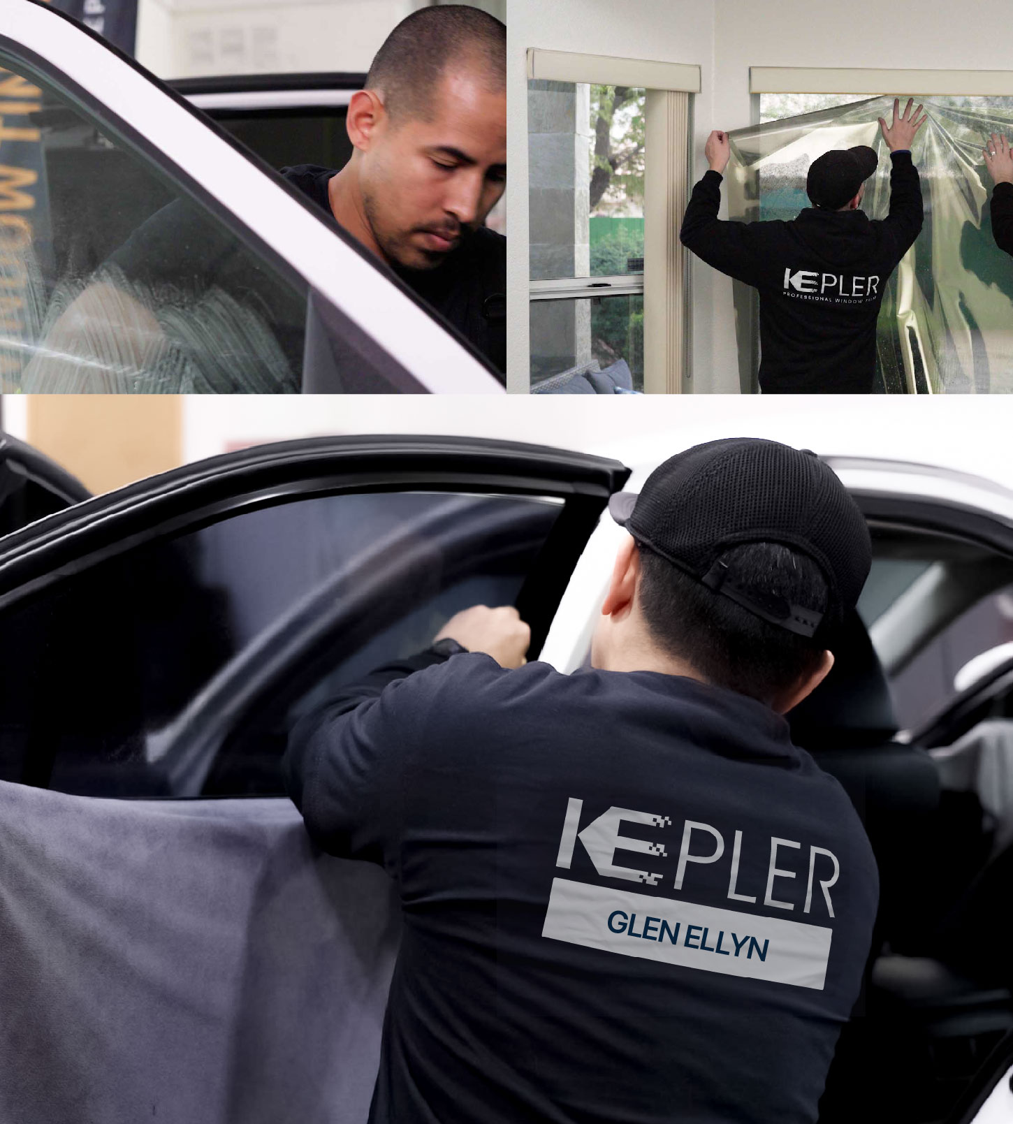 Automotive Window Tinting Expert Applying Film in Glen Ellyn, Illinois
