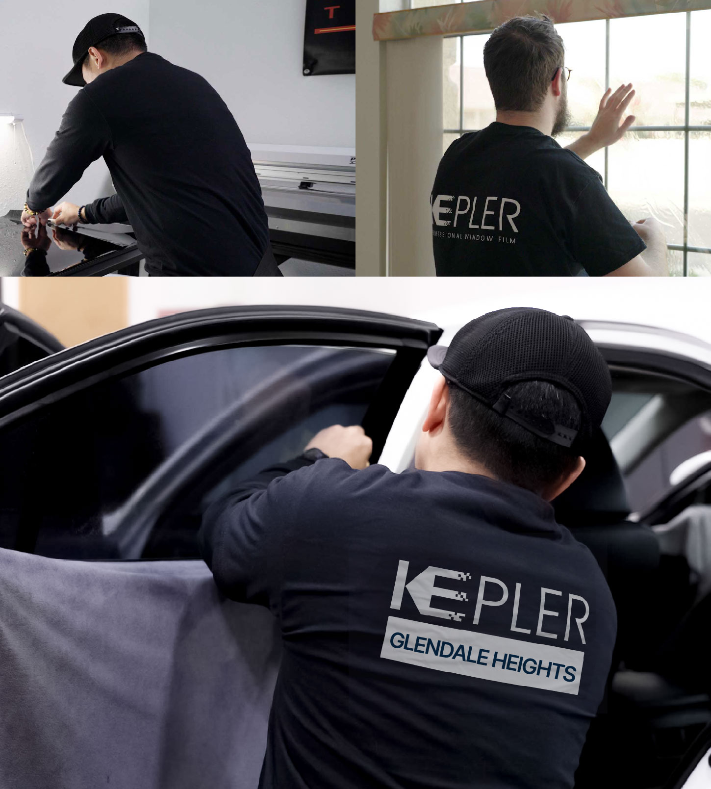 Automotive Window Tinting Expert Applying Film in Glendale Heights, Illinois