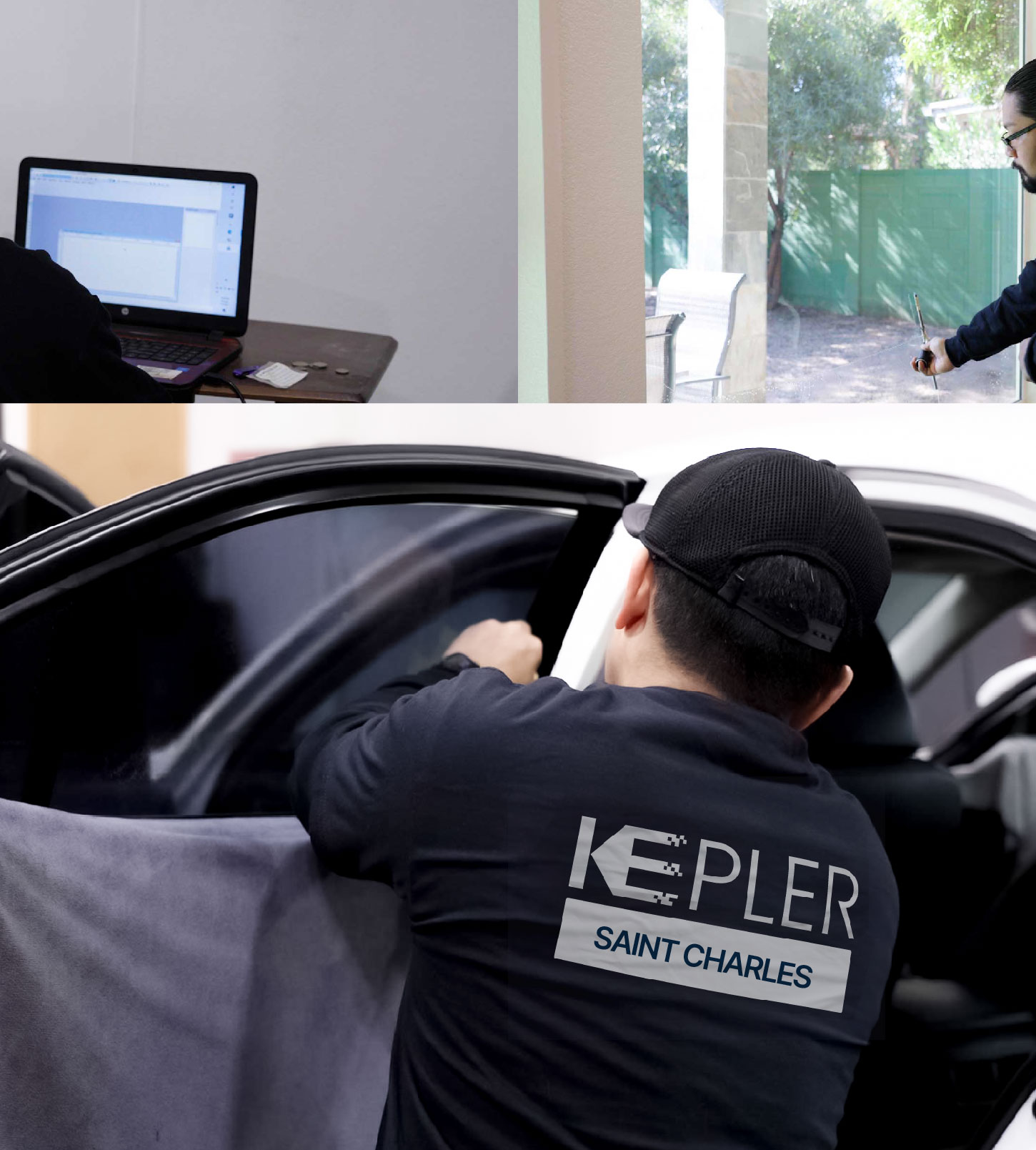 Automotive Window Tinting Expert Applying Film in Saint Charles, Illinois