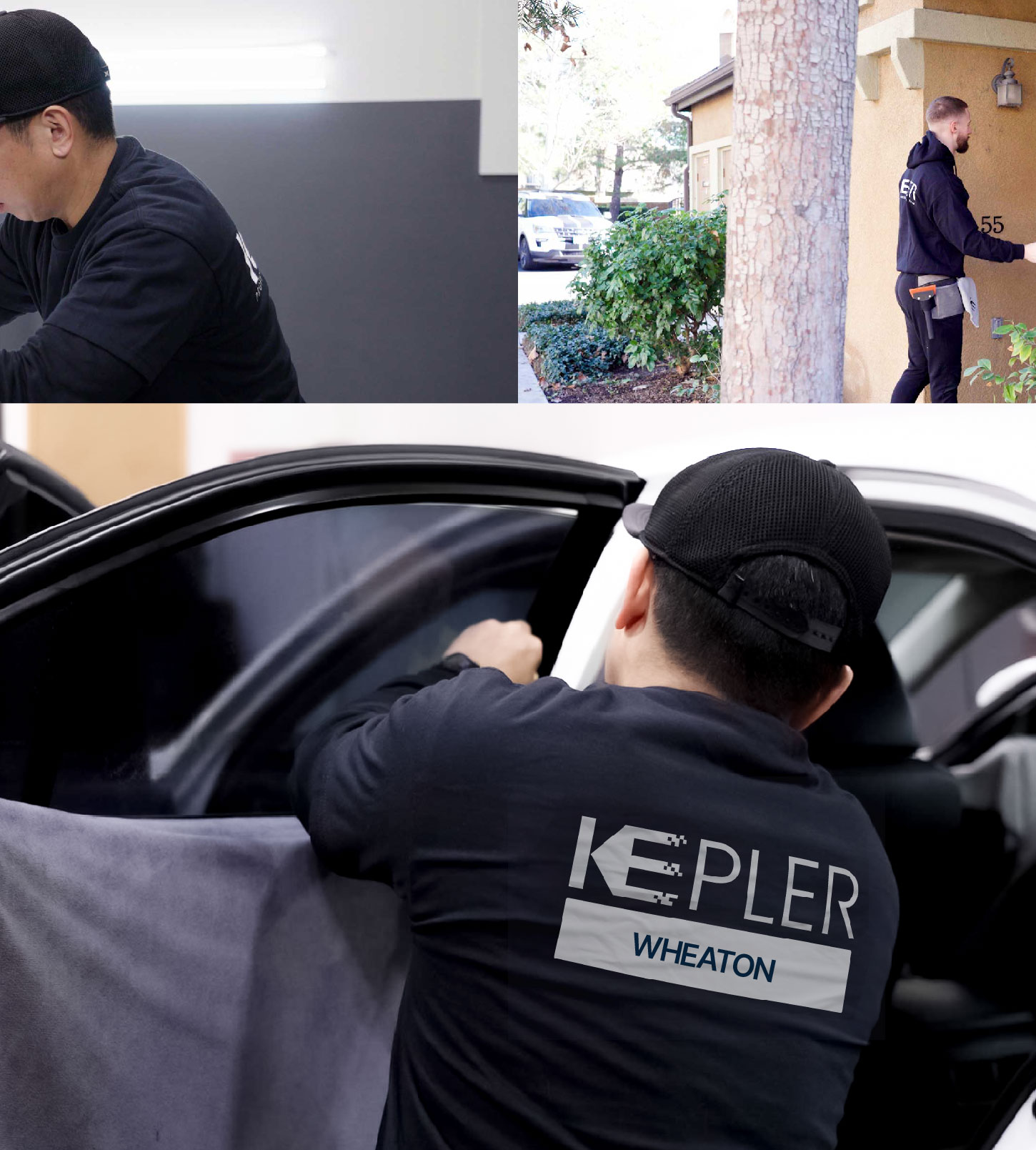 Automotive Window Tinting Expert Applying Film in Wheaton, Illinois