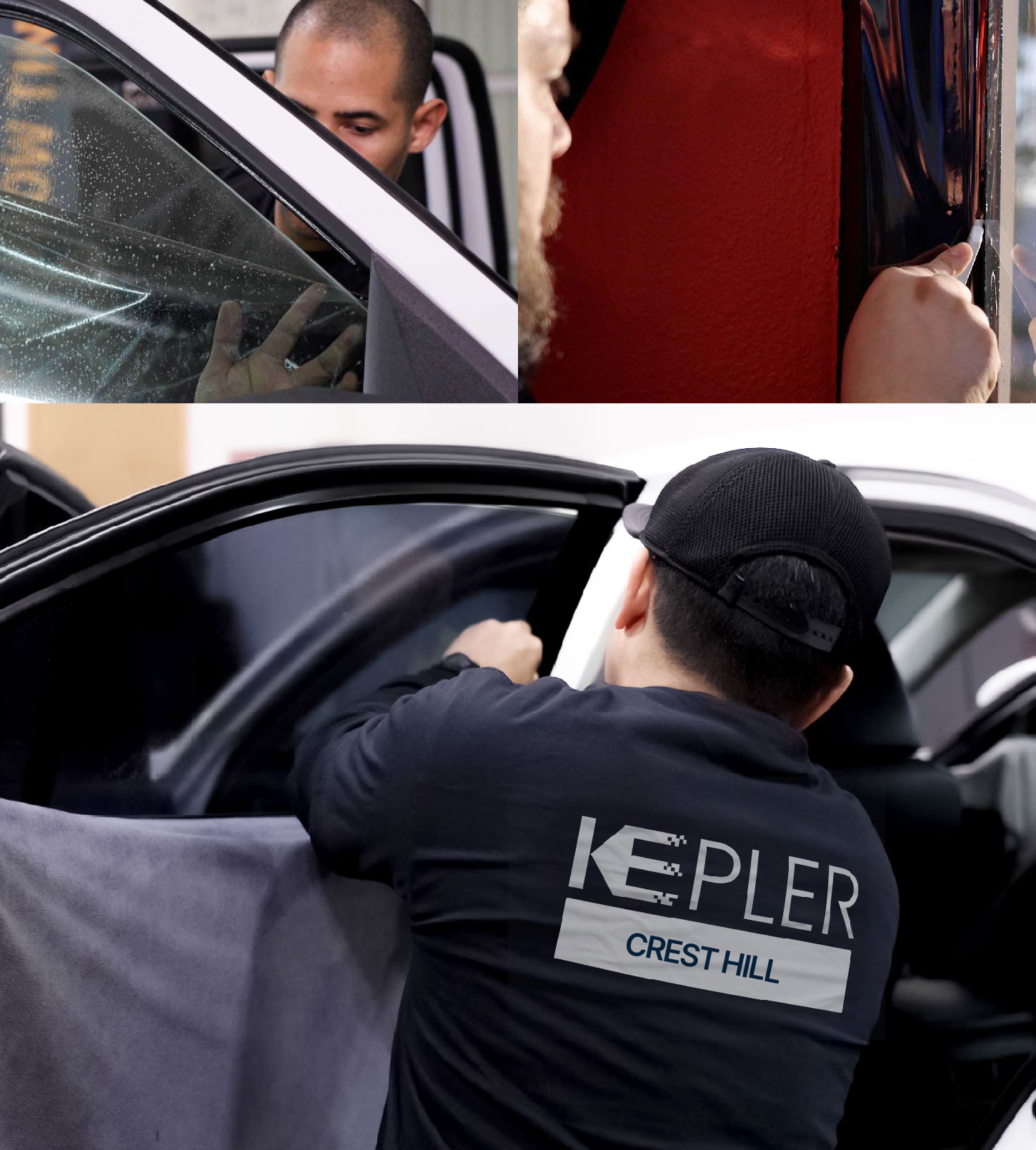 Automotive Window Tinting Expert Applying Film in Crest Hill, Illinois