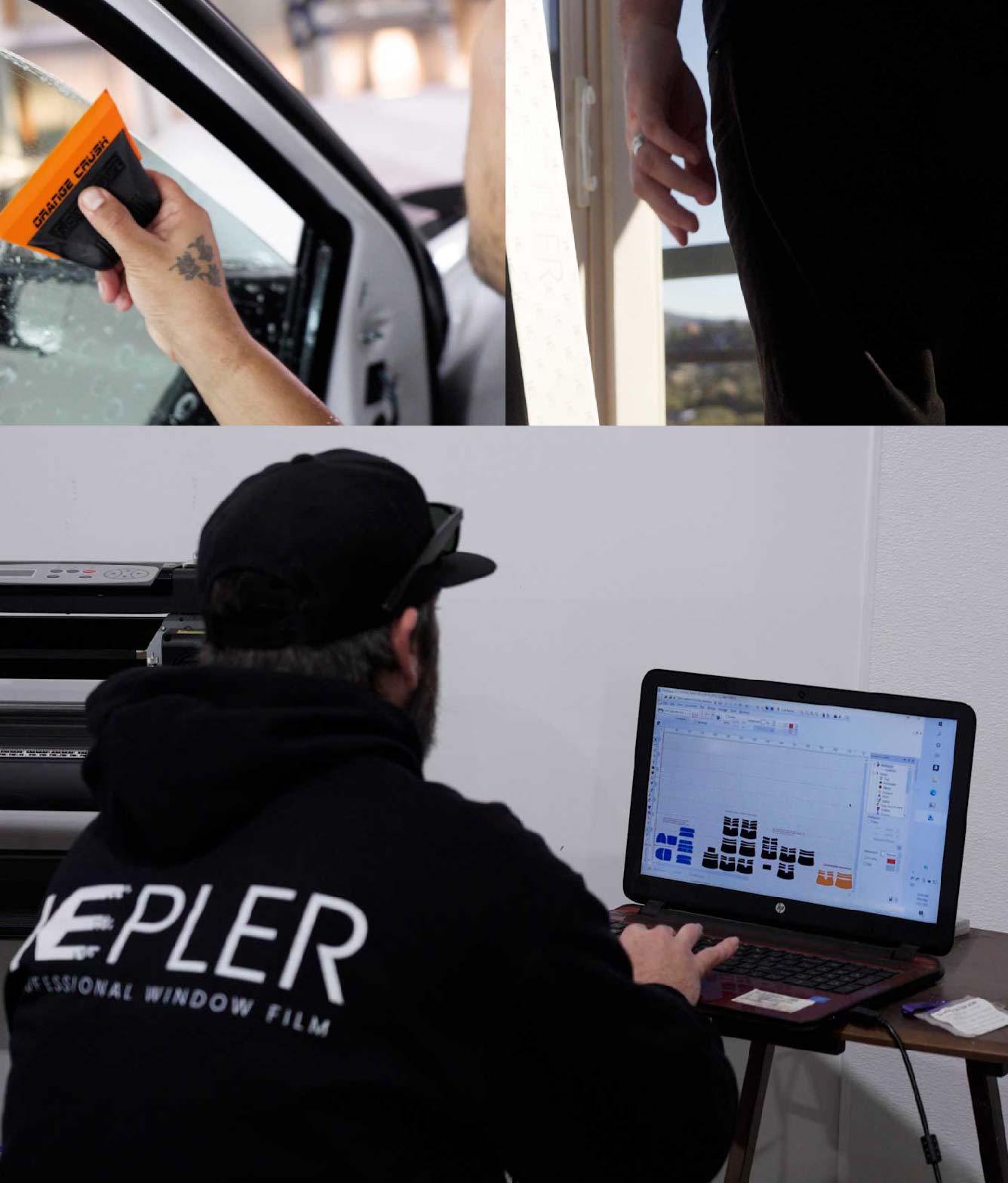 Ceramic Window Tinting Expert Cutting Film in Euless, Texas