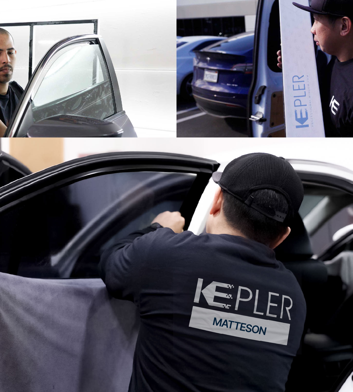 Automotive Window Tinting Expert Applying Film in Matteson, Illinois