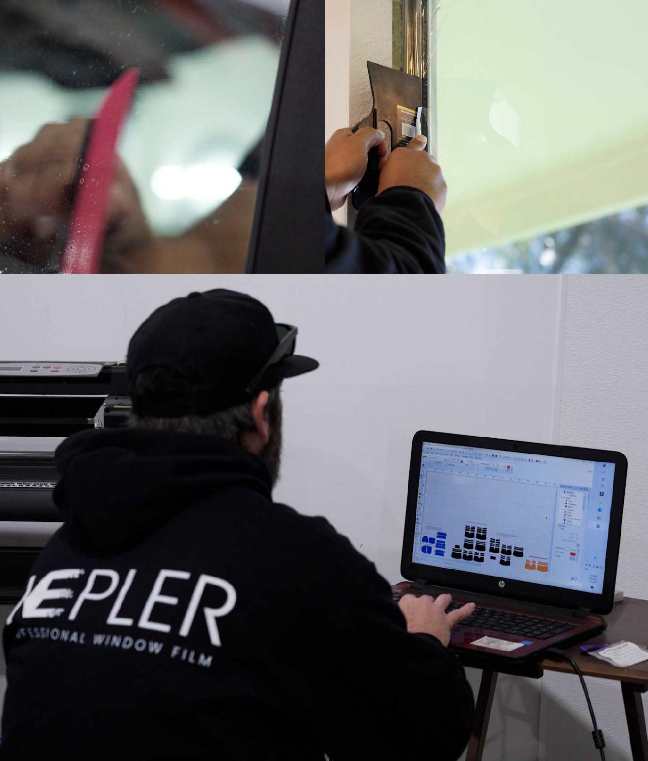 Ceramic Window Tinting Expert Cutting Film in Copperas Cove, Texas