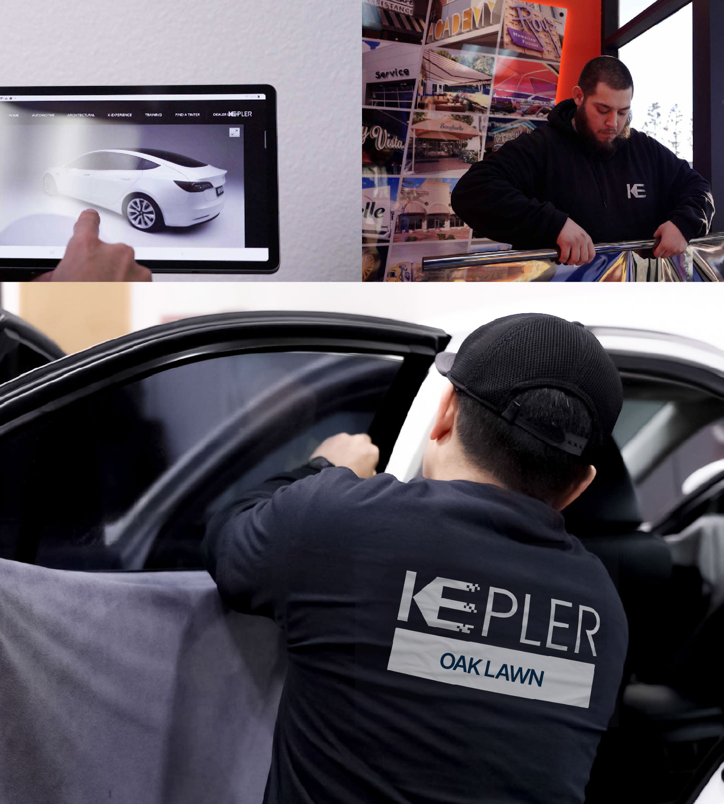 Automotive Window Tinting Expert Applying Film in Oak Lawn, Illinois