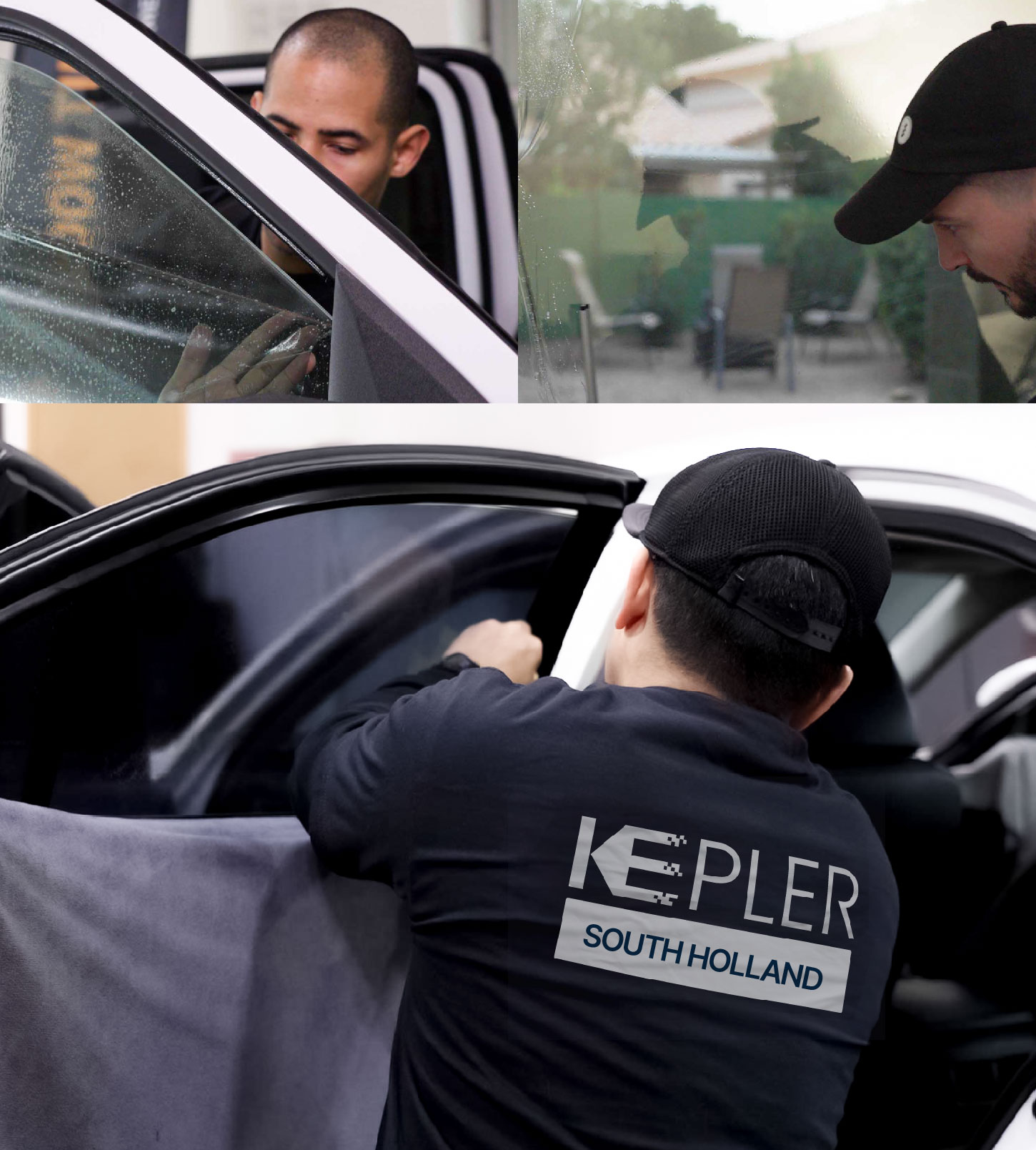 Automotive Window Tinting Expert Applying Film in South Holland, Illinois