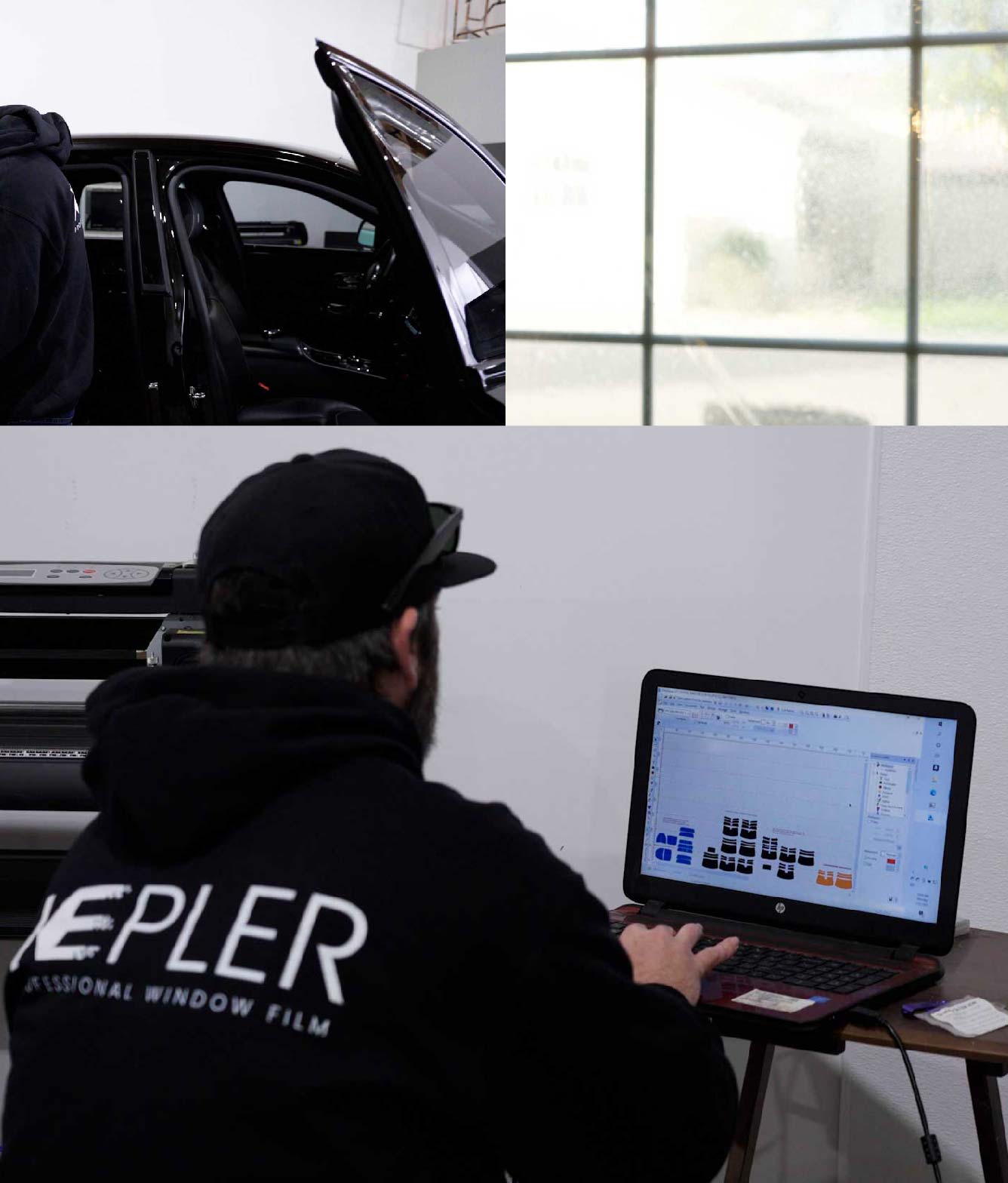 Ceramic Window Tinting Expert Cutting Film in Bellaire, Texas