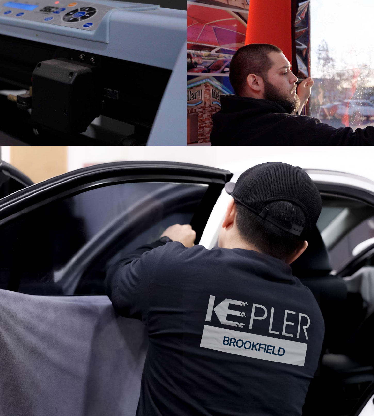 Automotive Window Tinting Expert Applying Film in Brookfield, Illinois