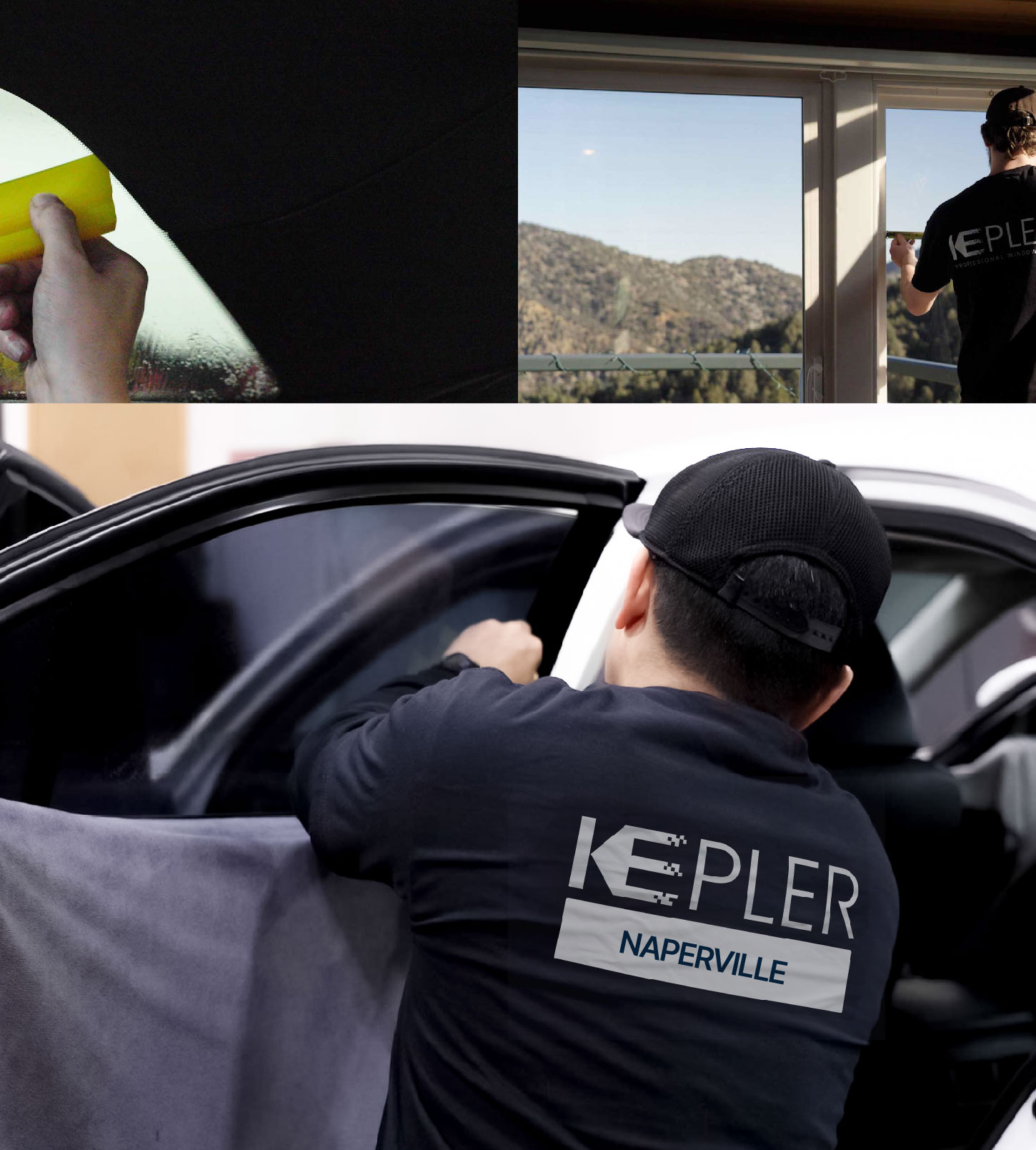Automotive Window Tinting Expert Applying Film in Naperville, Illinois