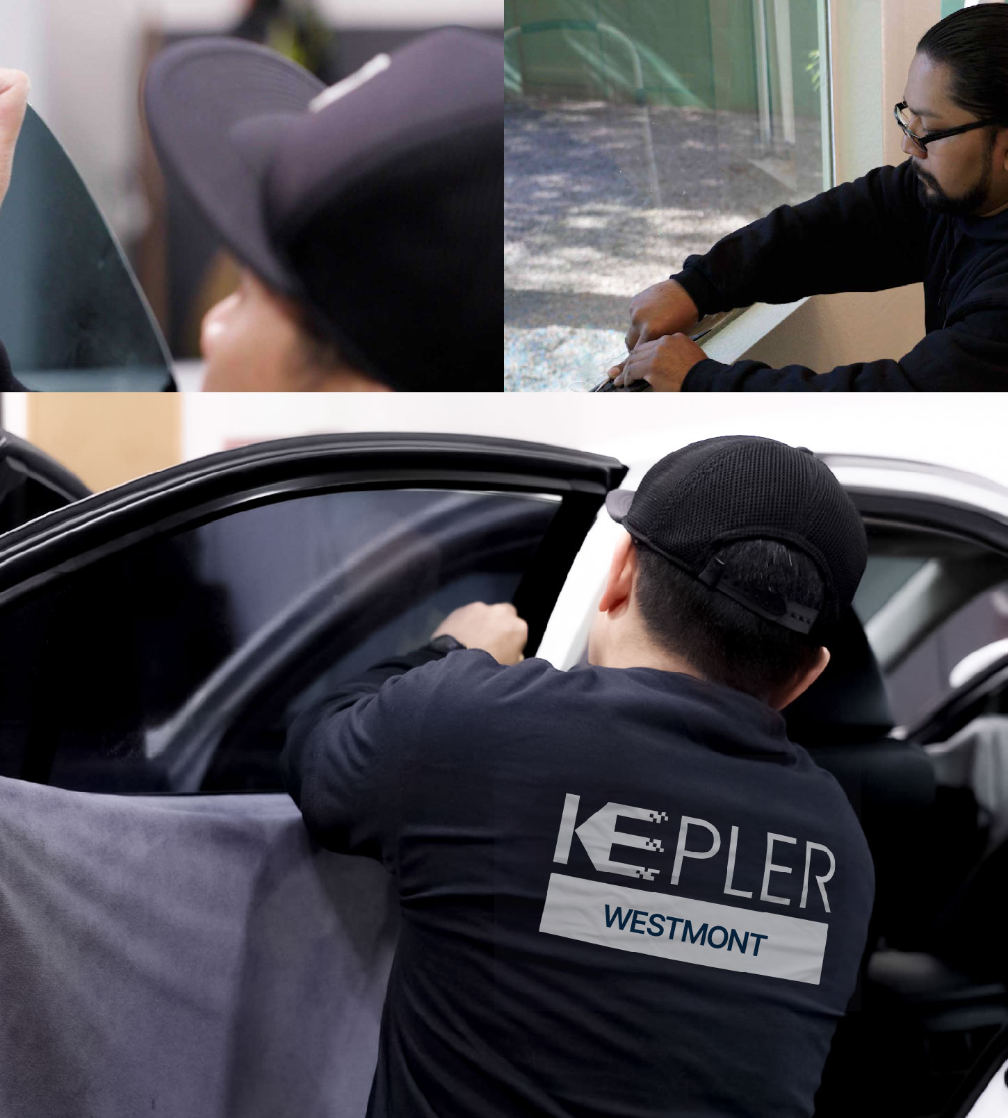 Automotive Window Tinting Expert Applying Film in Westmont, Illinois