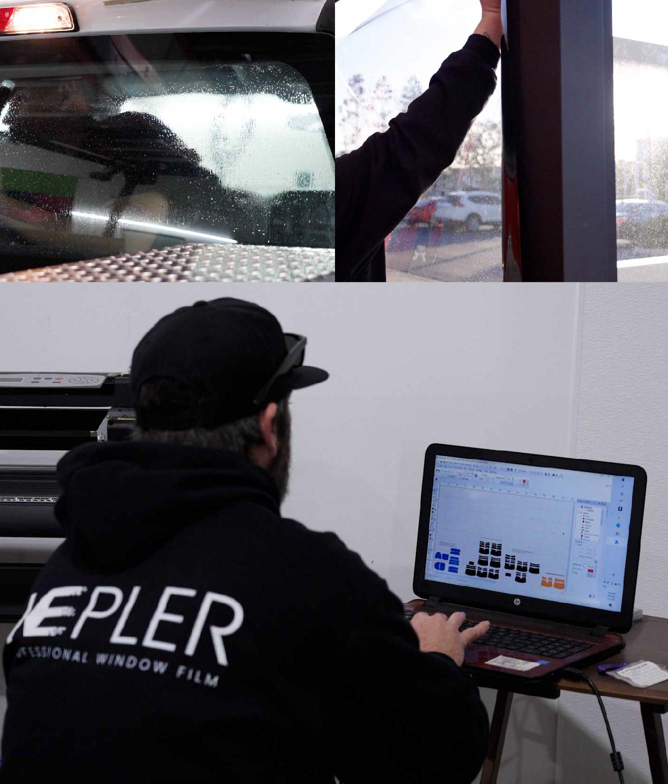 Ceramic Window Tinting Expert Cutting Film in Groves, Texas
