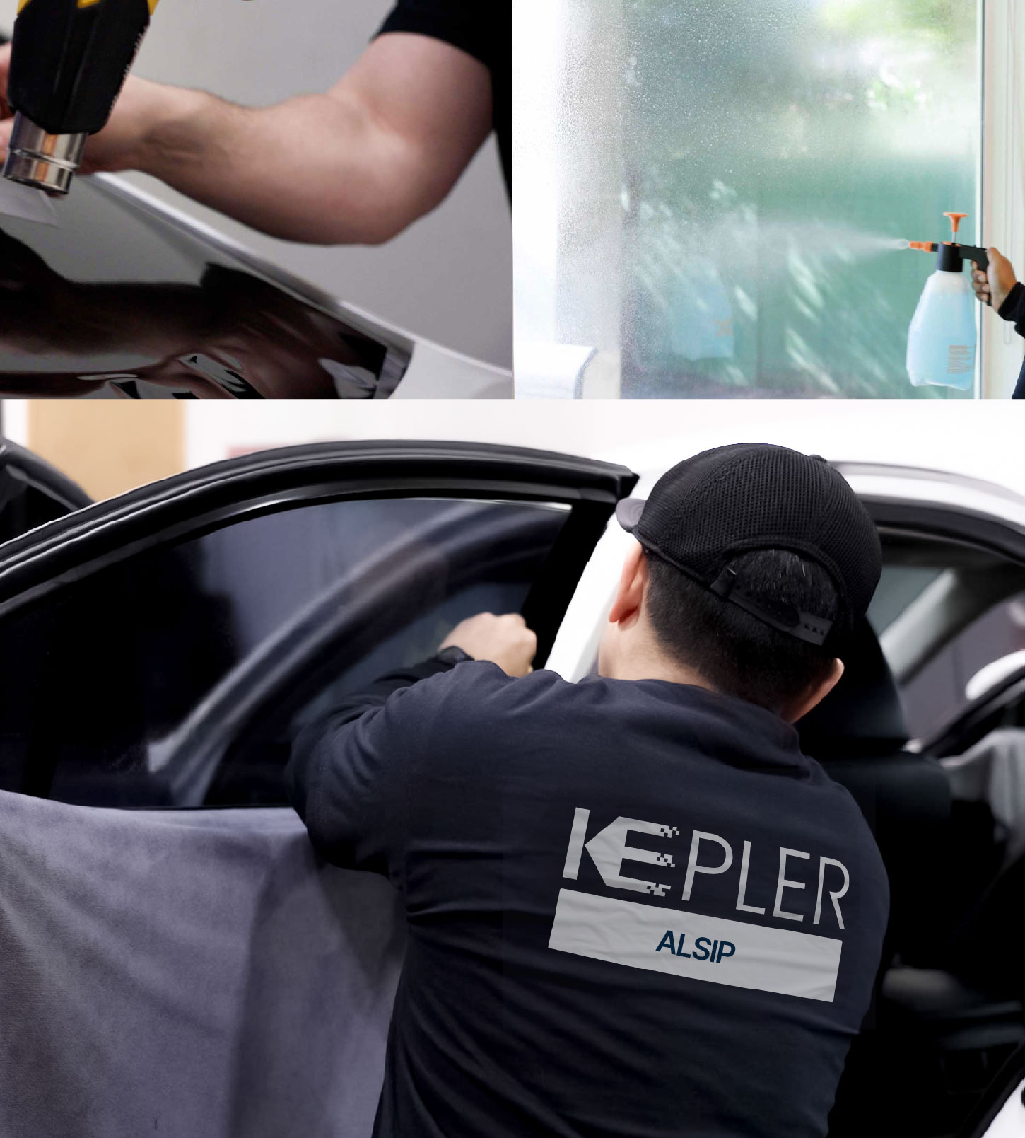 Automotive Window Tinting Expert Applying Film in Alsip, Illinois