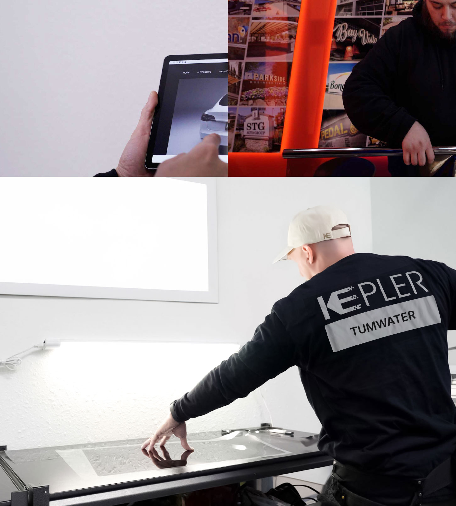 Window Tinting Specialist Cutting Film in Tumwater, Washington