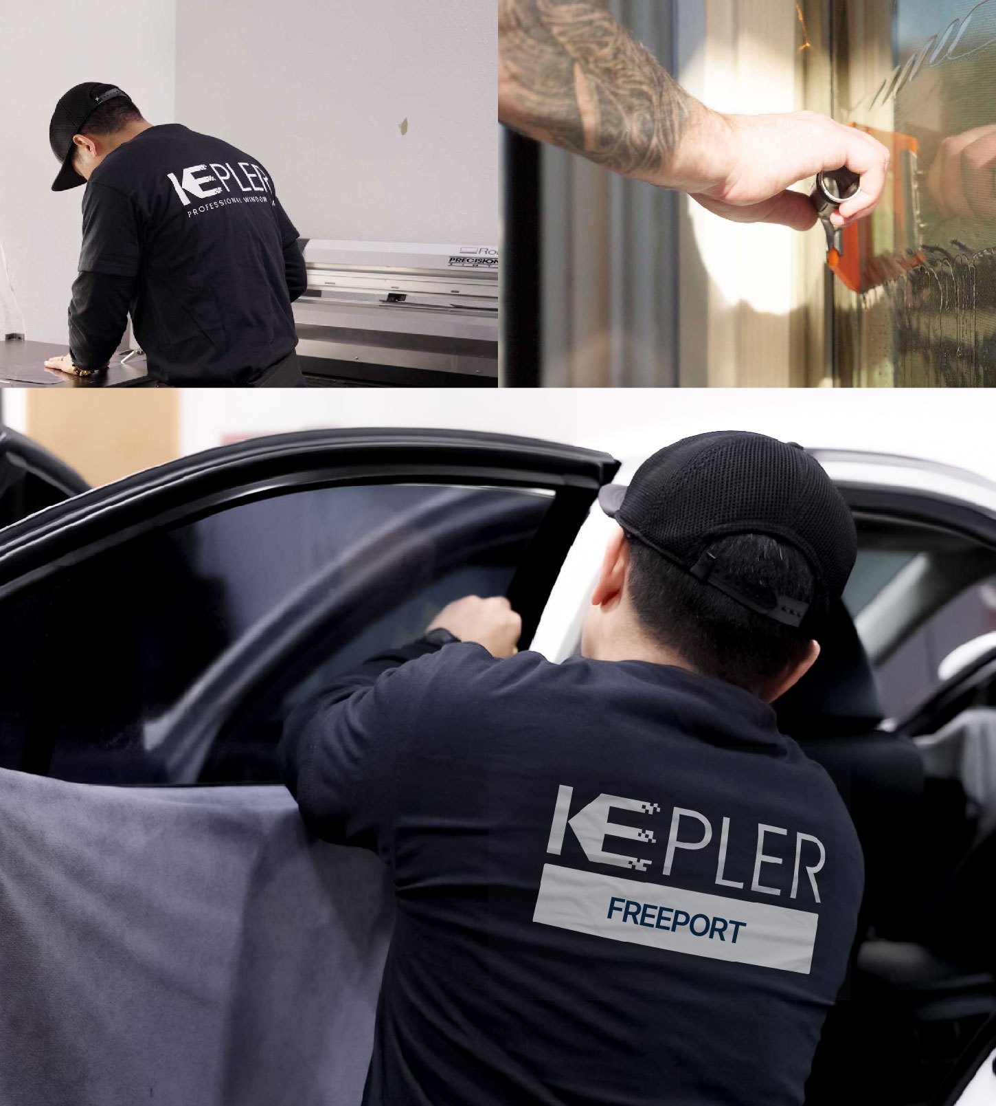 Automotive Window Tinting Expert Applying Film in Freeport, Illinois