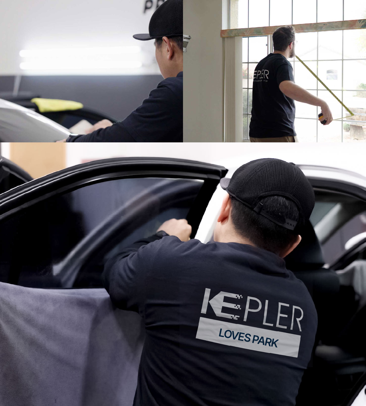 Automotive Window Tinting Expert Applying Film in Loves Park, Illinois