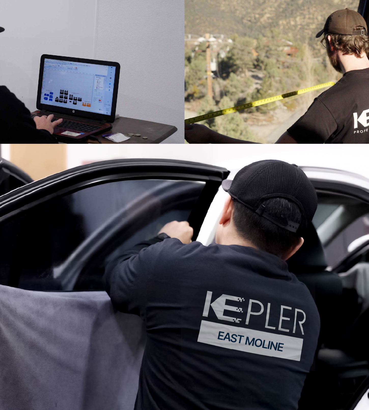 Automotive Window Tinting Expert Applying Film in East Moline, Illinois