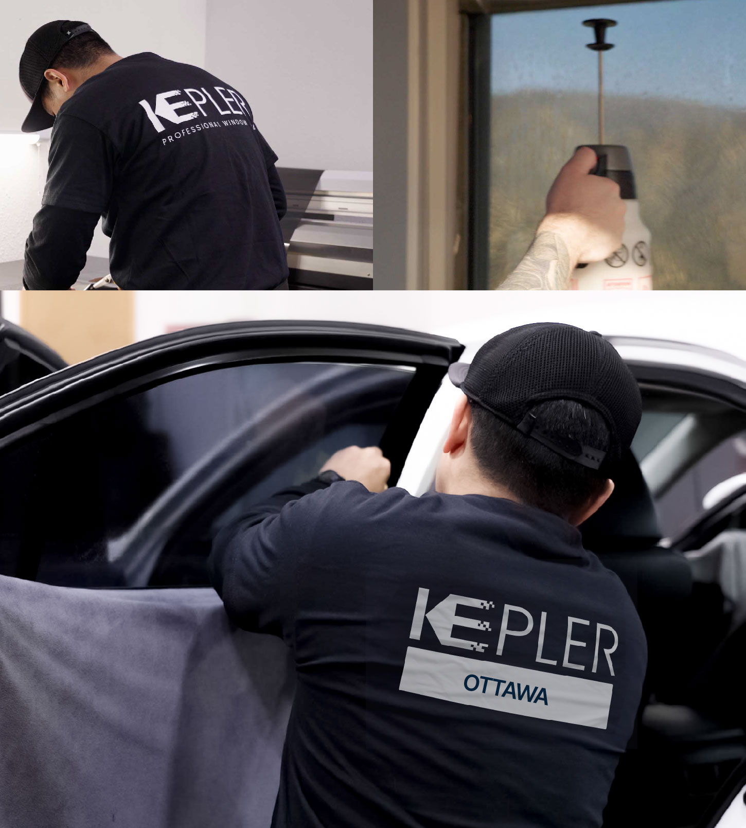 Automotive Window Tinting Expert Applying Film in Ottawa, Illinois