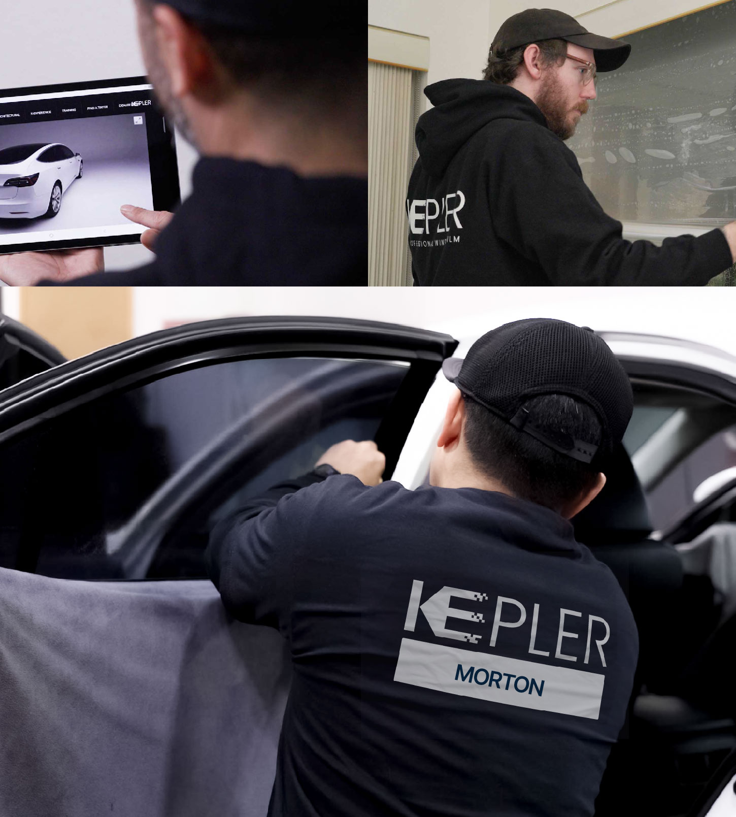 Automotive Window Tinting Expert Applying Film in Morton, Illinois