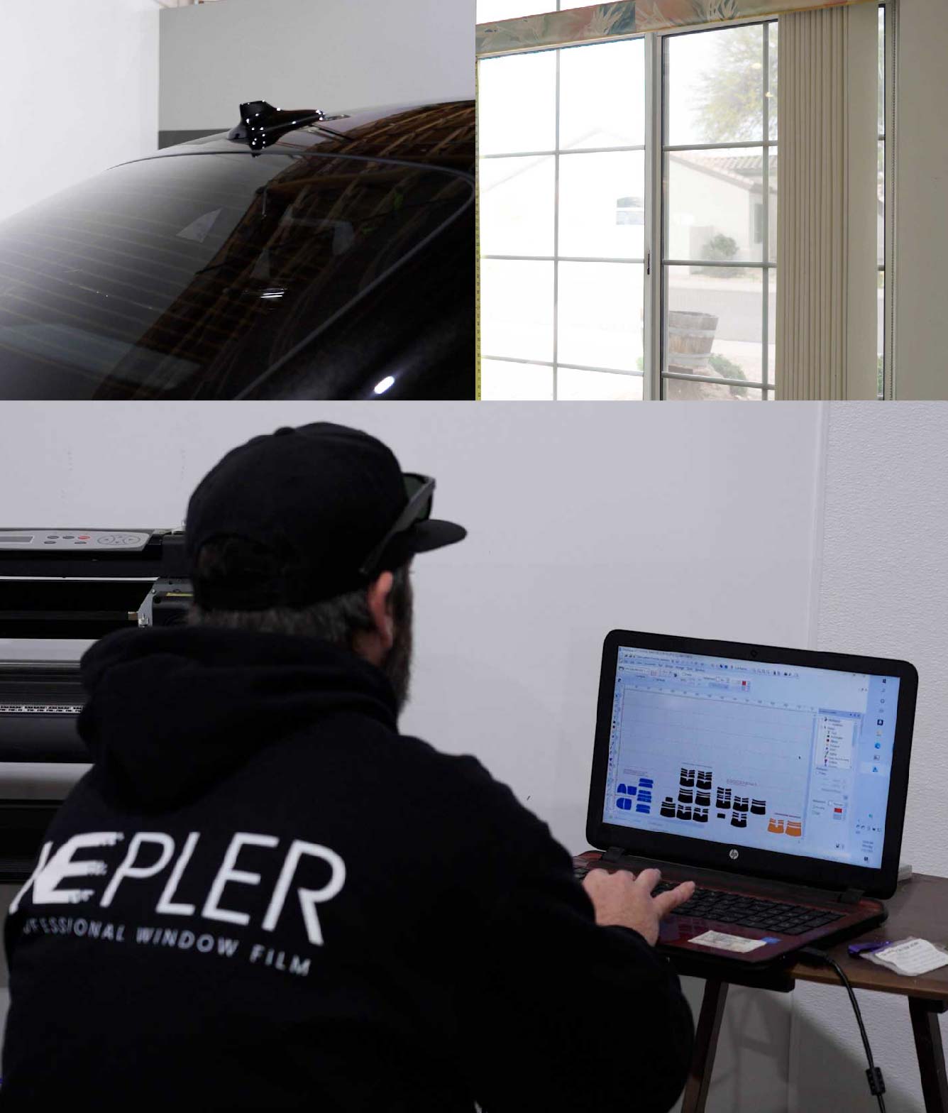 Ceramic Window Tinting Expert Cutting Film in Pharr, Texas