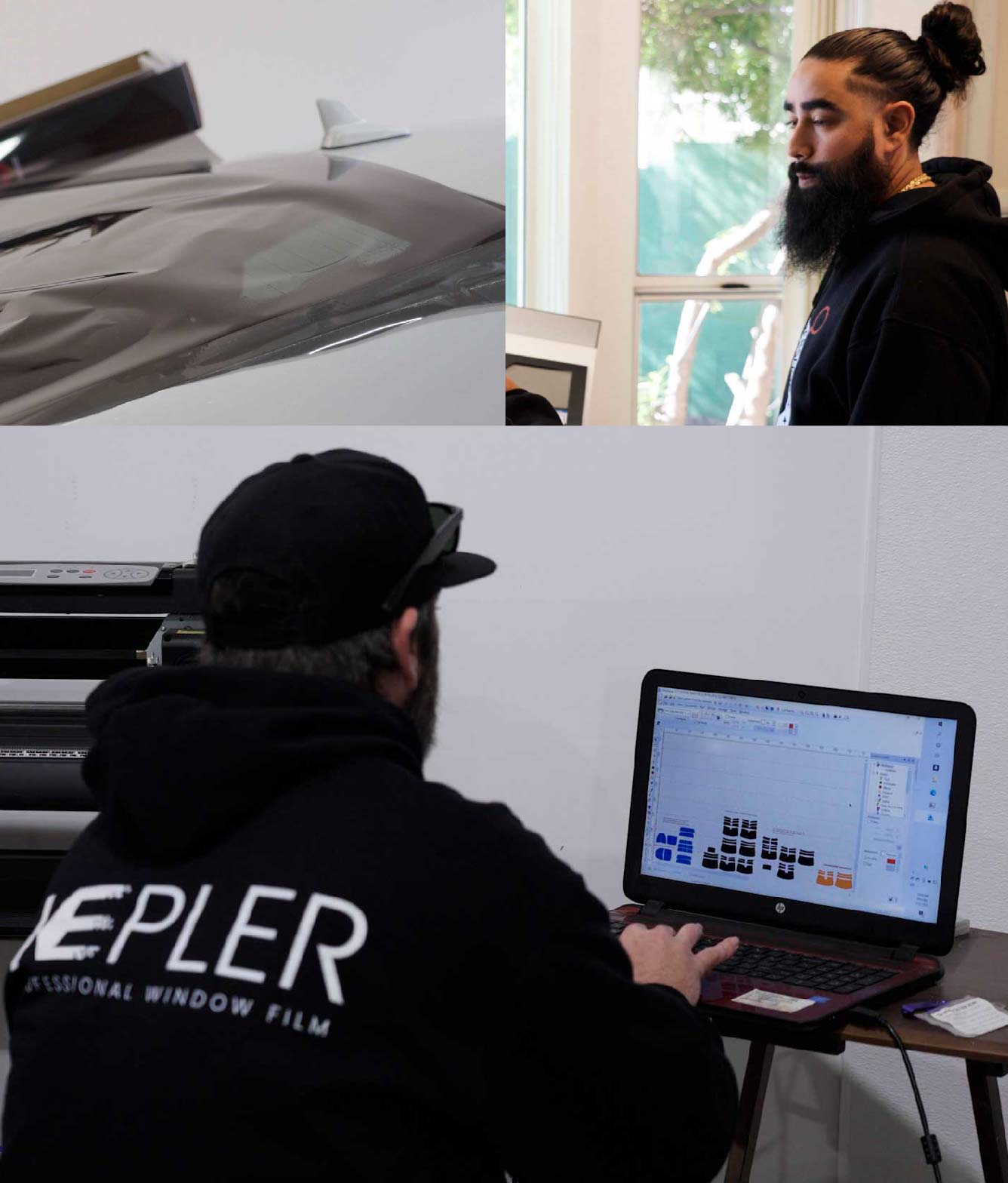 Ceramic Window Tinting Expert Cutting Film in Cedar Park, Texas