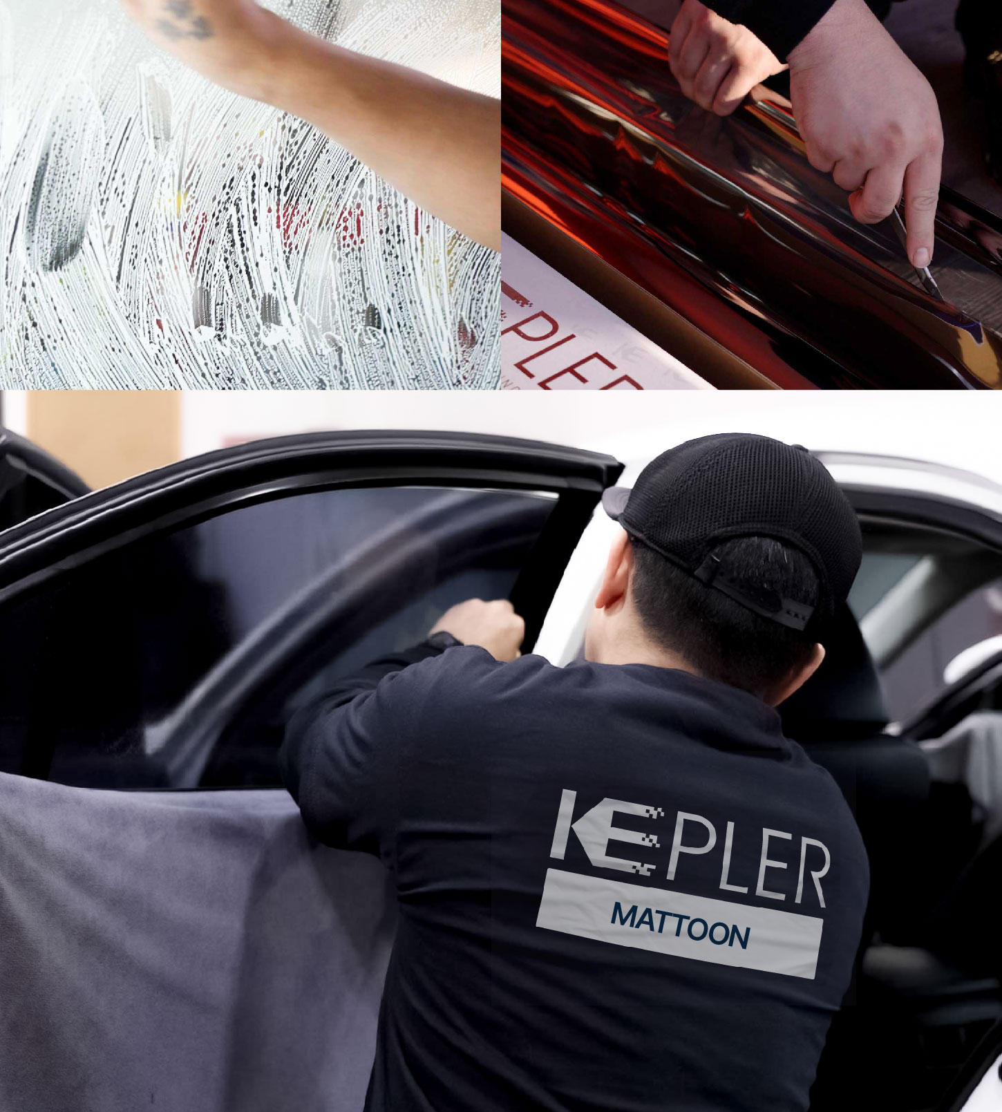 Automotive Window Tinting Expert Applying Film in Mattoon, Illinois