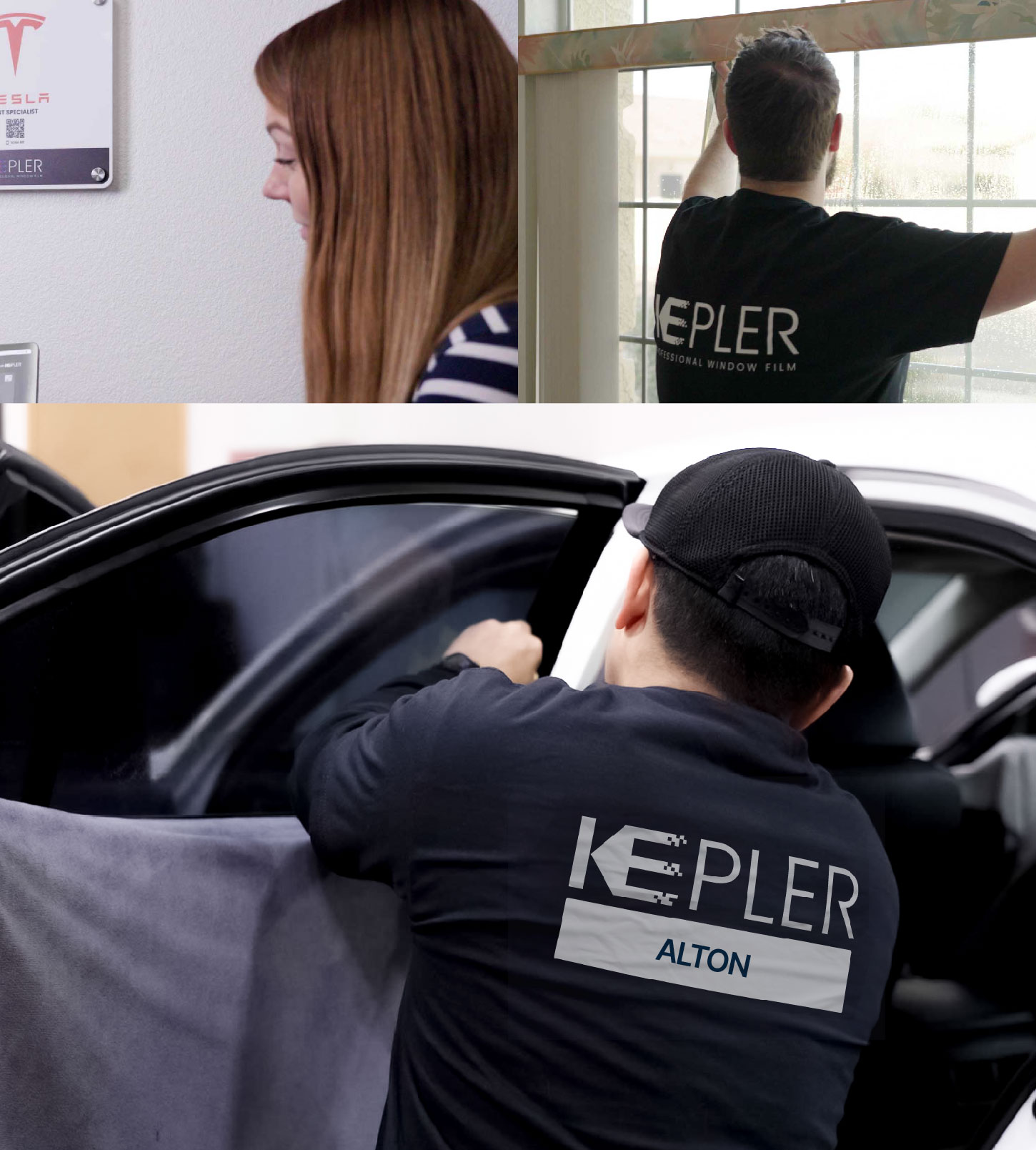 Automotive Window Tinting Expert Applying Film in Alton, Illinois