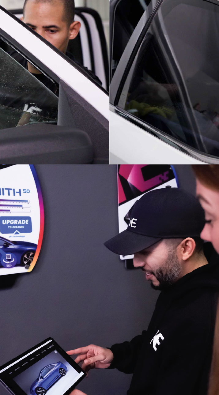 Kepler Dealer Showing Car Window Film Options to Customer in Alton, Illinois