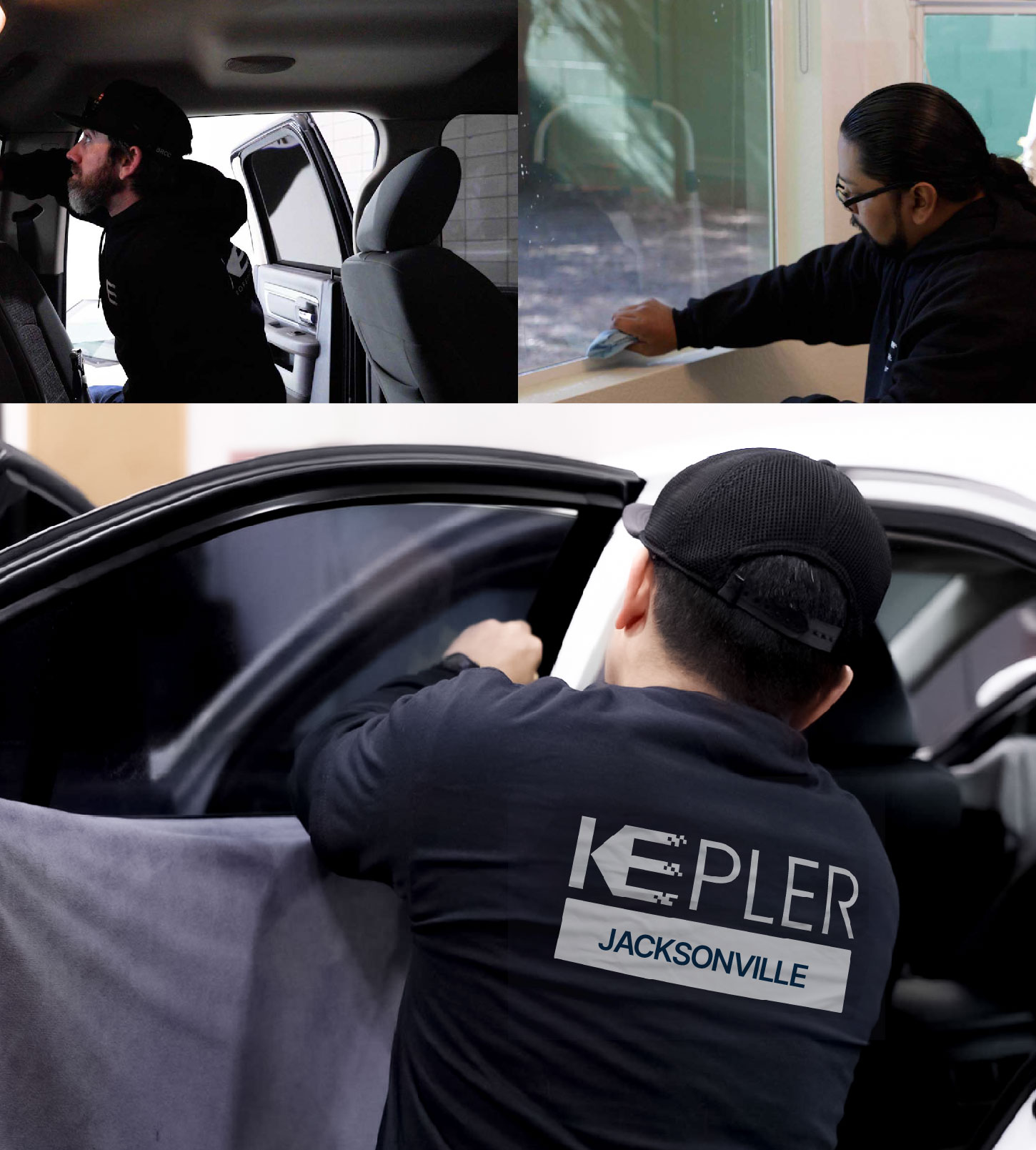 Automotive Window Tinting Expert Applying Film in Jacksonville, Illinois