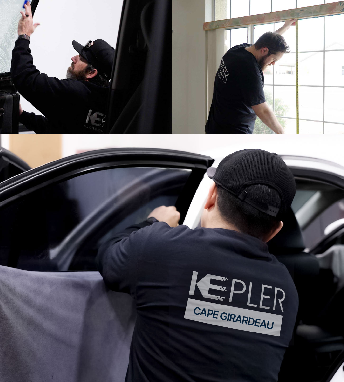 Automotive Window Tinting Expert Applying Film in Cape Girardeau, Missouri