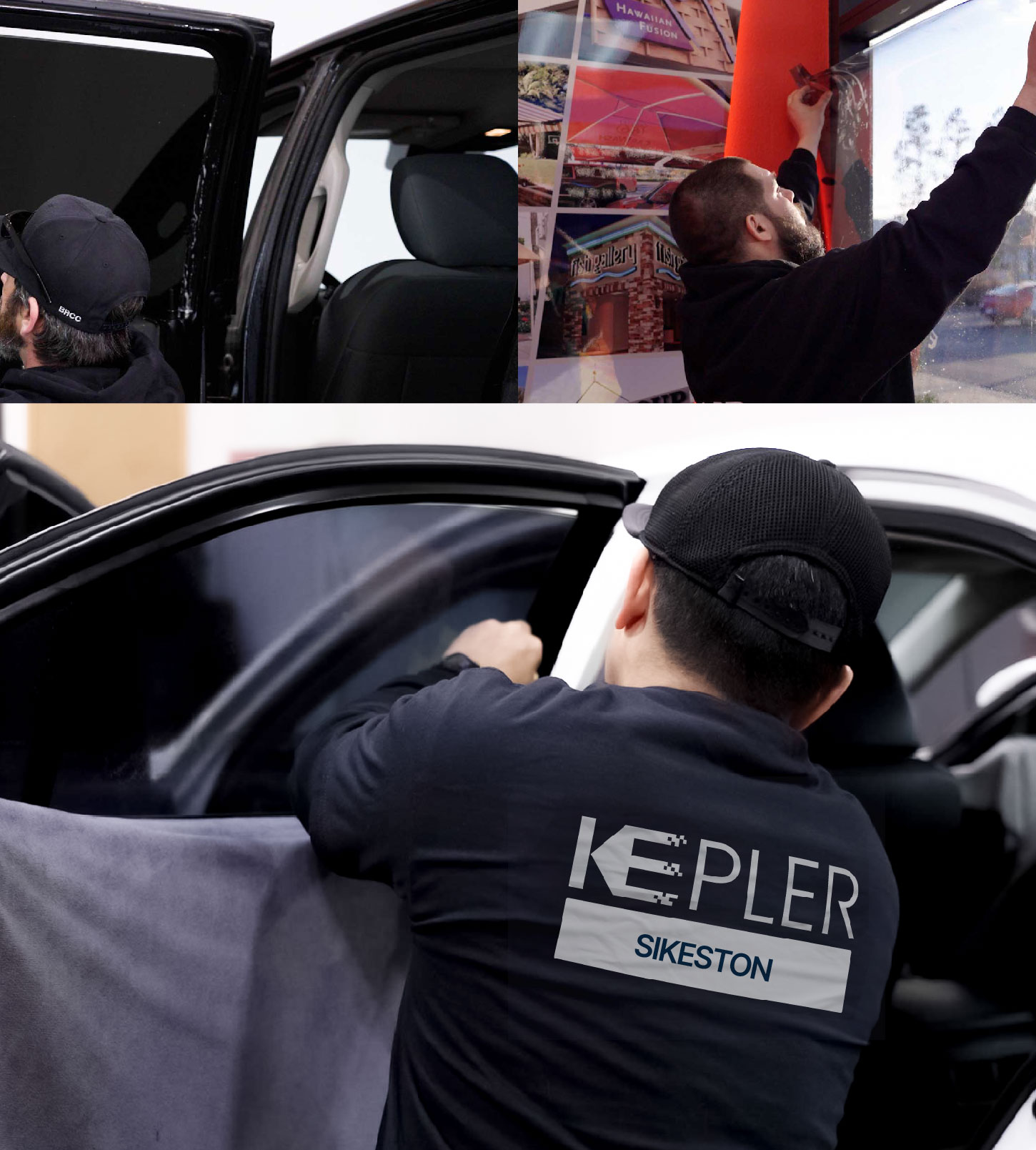Automotive Window Tinting Expert Applying Film in Sikeston, Missouri