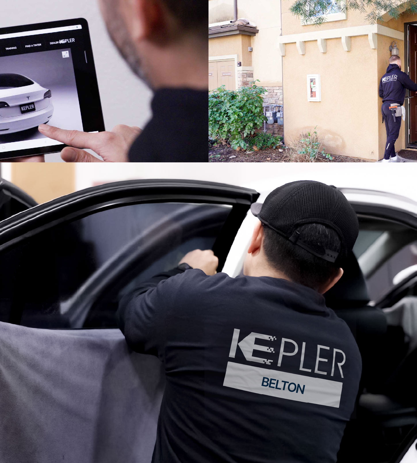 Automotive Window Tinting Expert Applying Film in Belton, Missouri