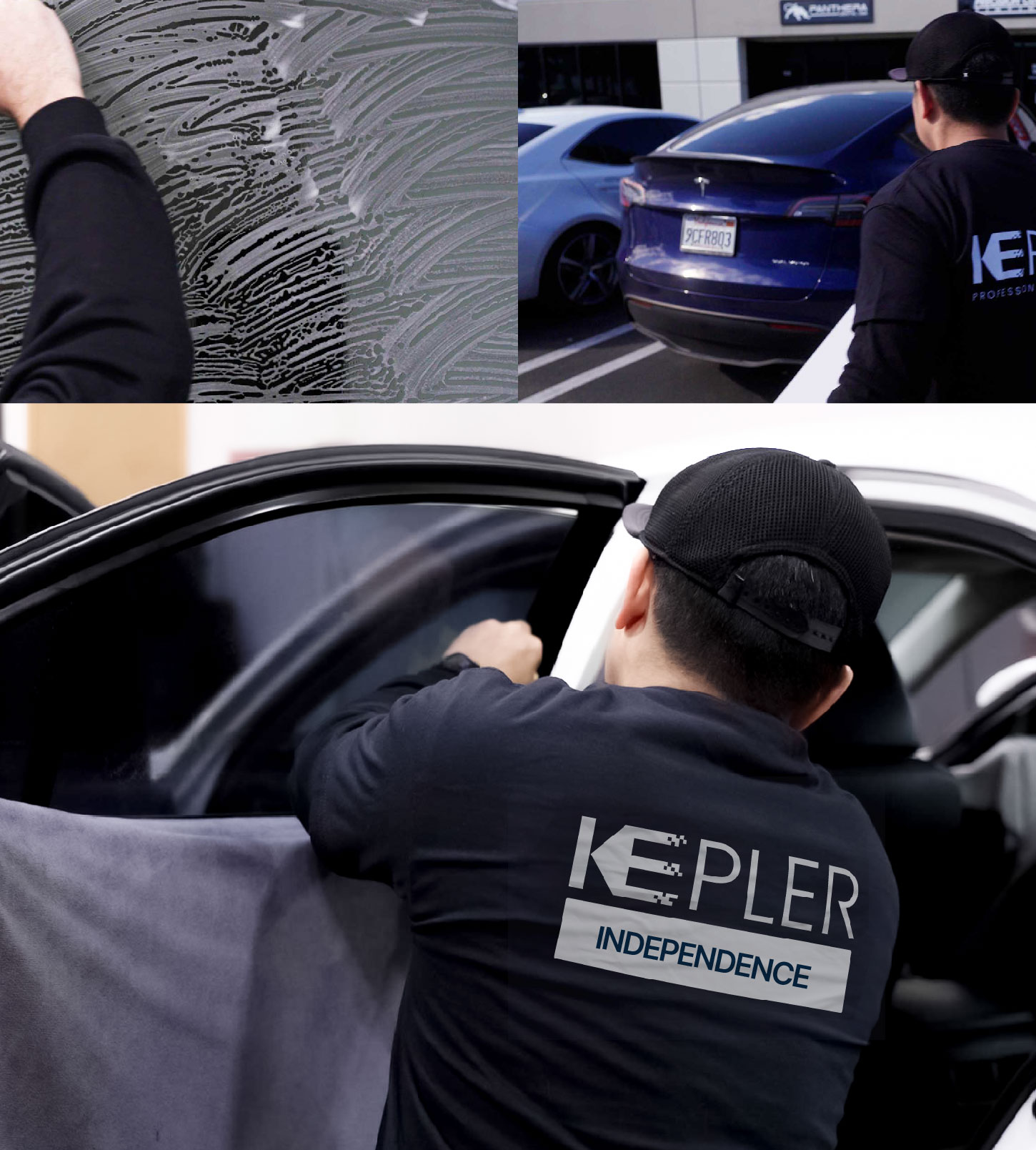 Automotive Window Tinting Expert Applying Film in Independence, Missouri