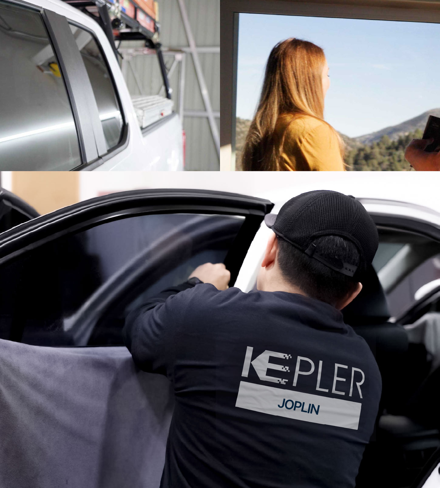 Automotive Window Tinting Expert Applying Film in Joplin, Missouri