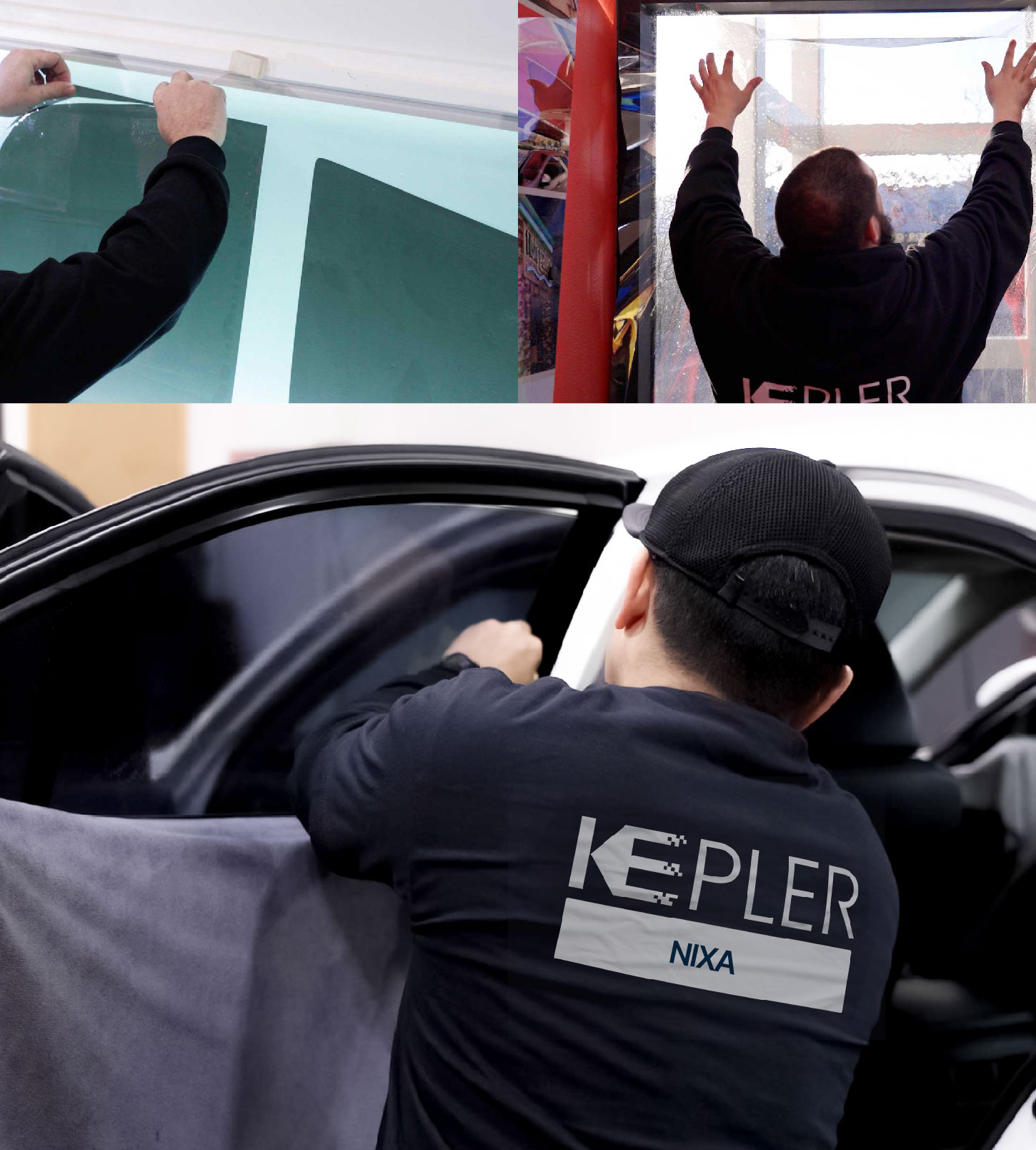 Automotive Window Tinting Expert Applying Film in Nixa, Missouri