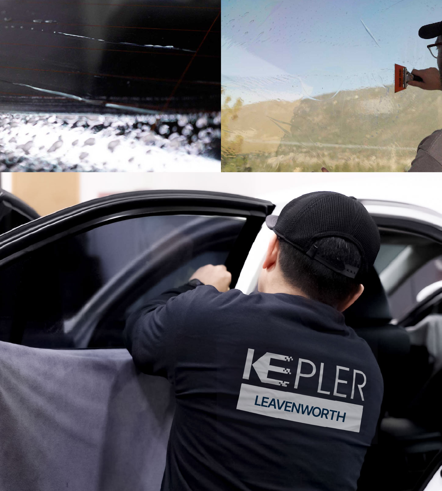 Automotive Window Tinting Expert Applying Film in Leavenworth, Kansas