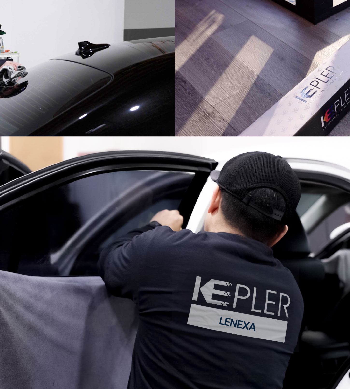 Automotive Window Tinting Expert Applying Film in Lenexa, Kansas
