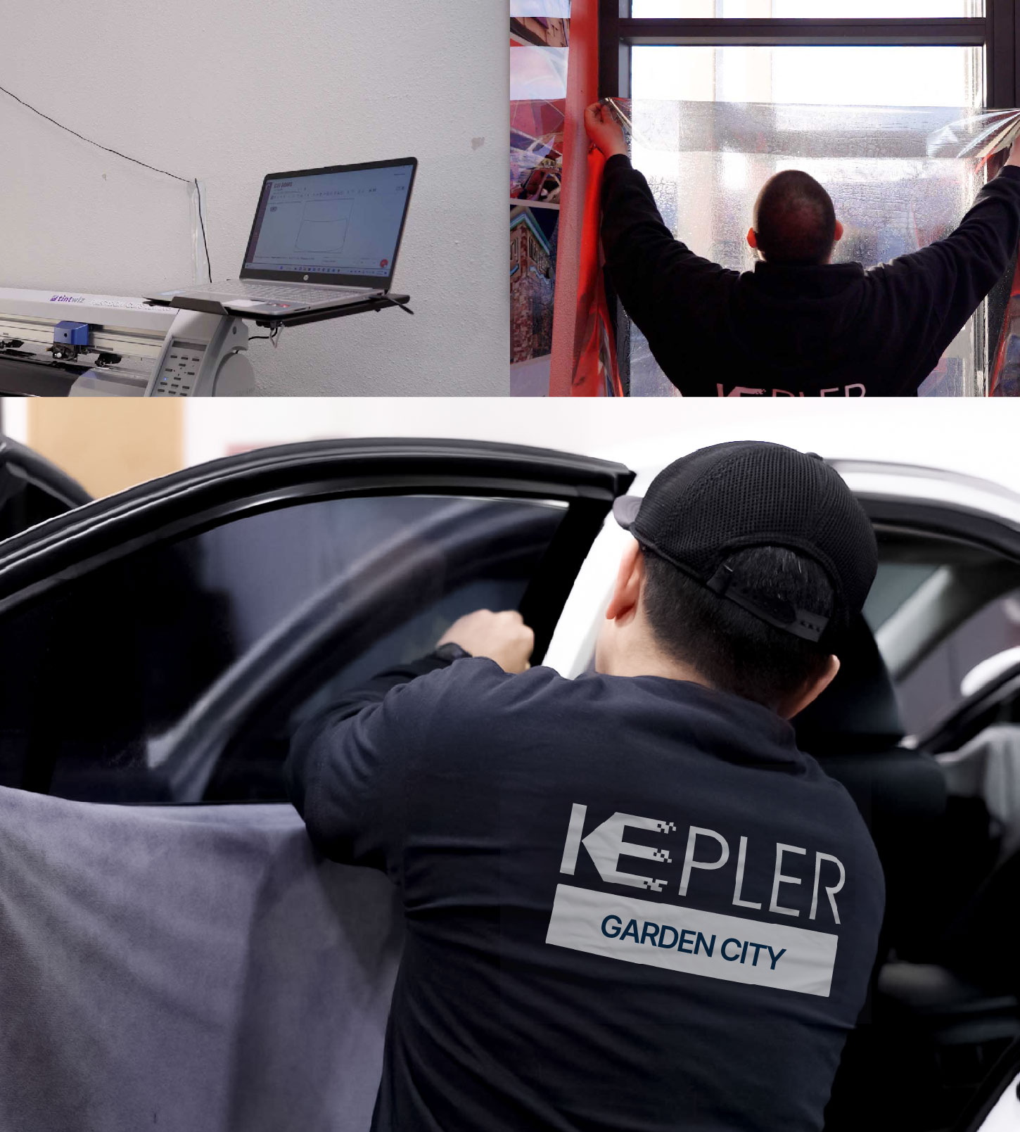 Automotive Window Tinting Expert Applying Film in Garden City, Kansas