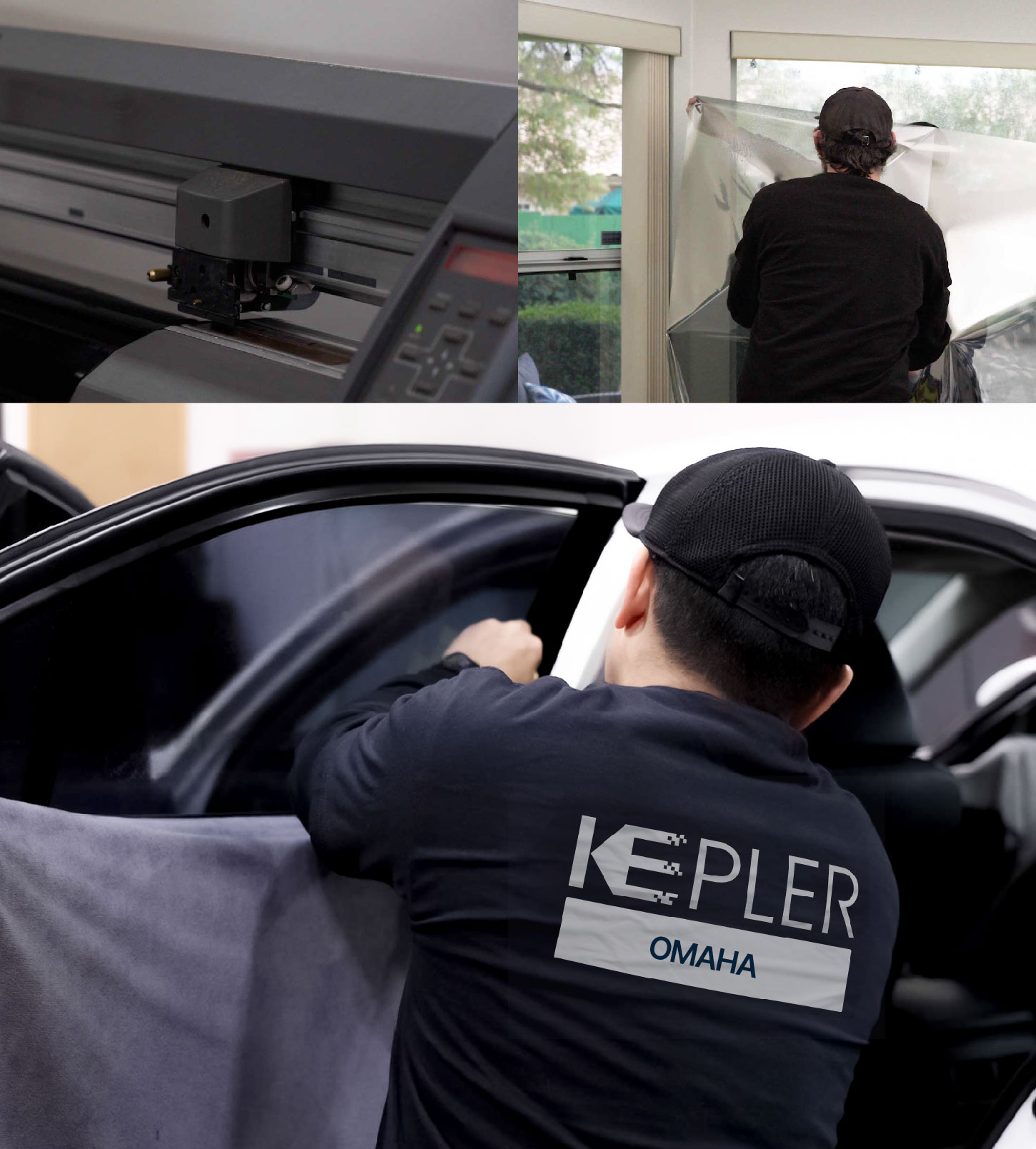 Automotive Window Tinting Expert Applying Film in Omaha, Nebraska
