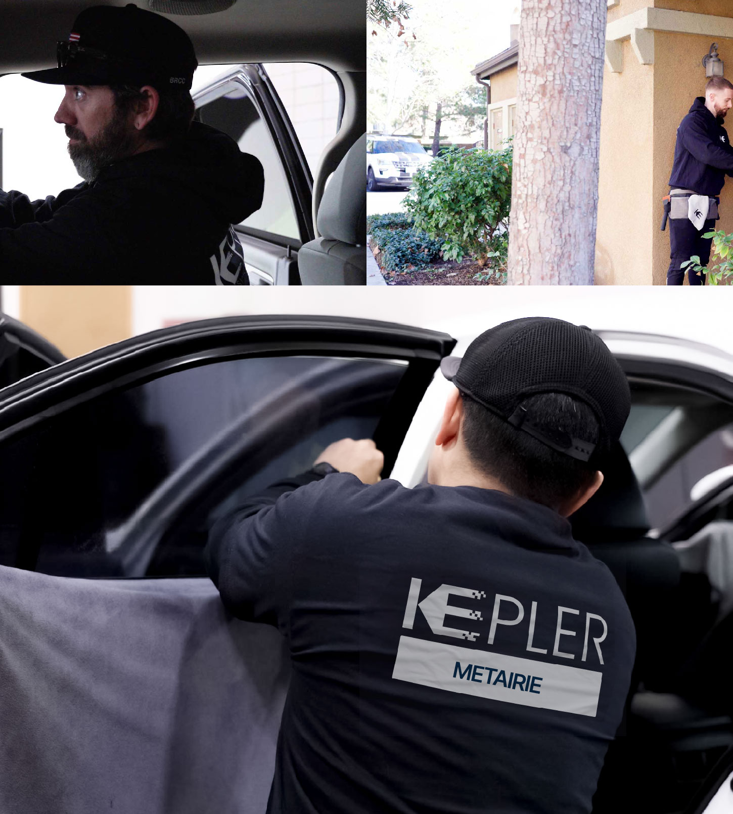Automotive Window Tinting Expert Applying Film in Metairie, Louisiana