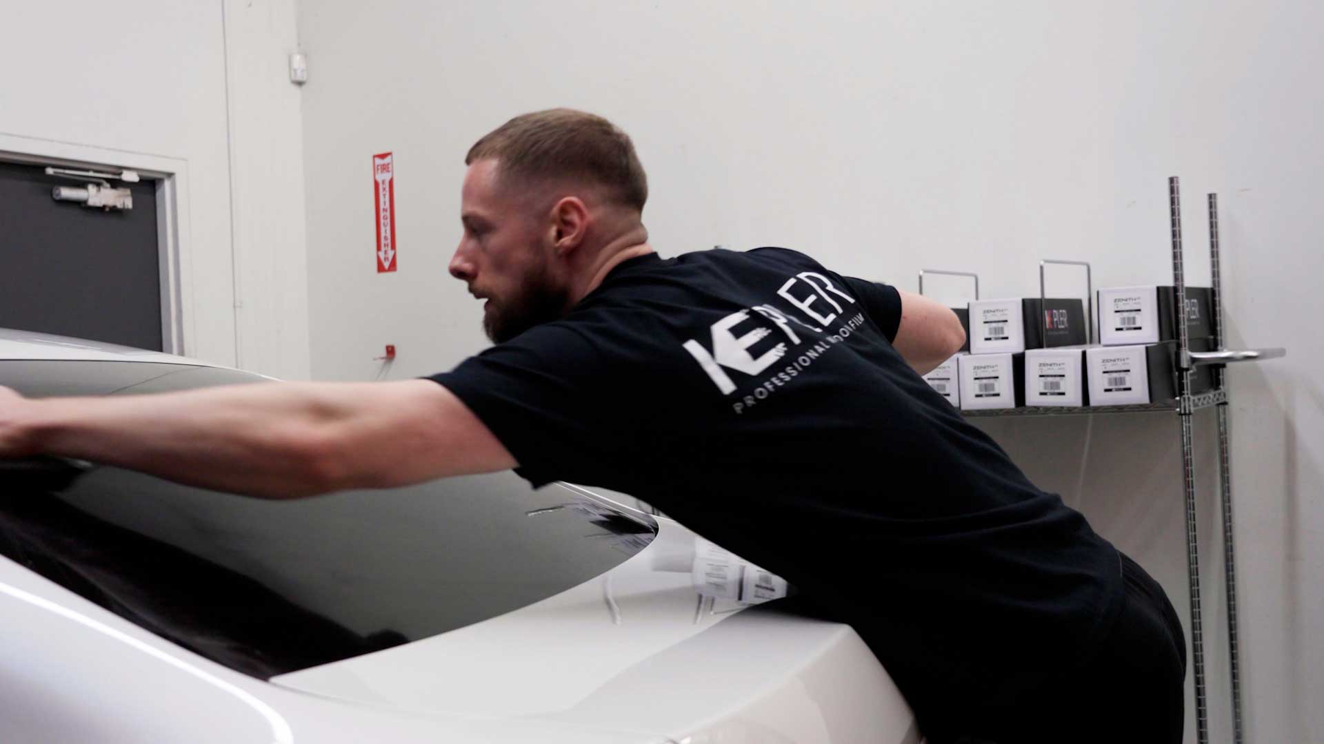 Professional Car Window Tinting being cleaned after tinting in Casa Grande