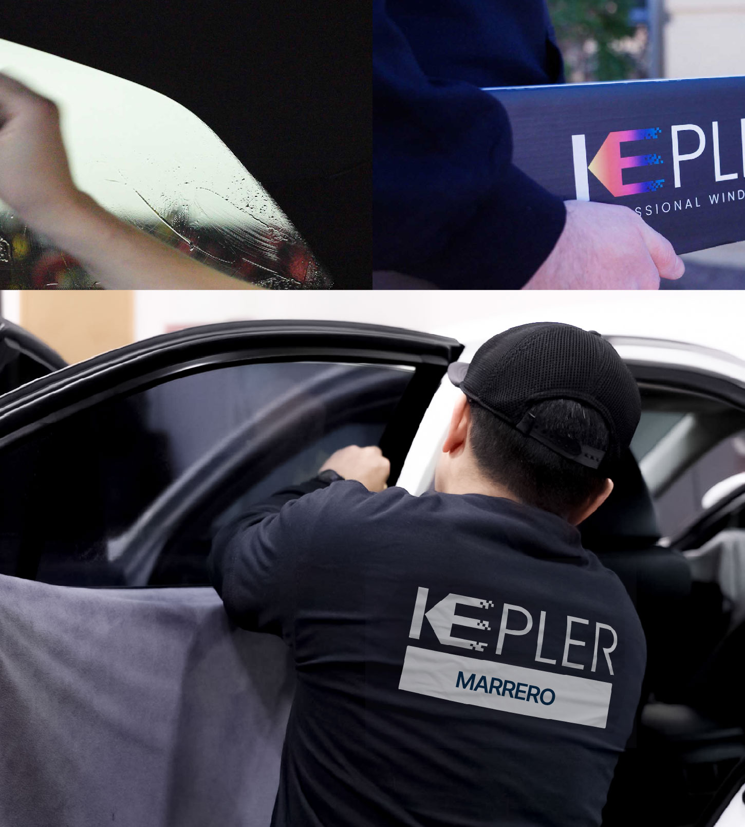 Automotive Window Tinting Expert Applying Film in Marrero, Louisiana