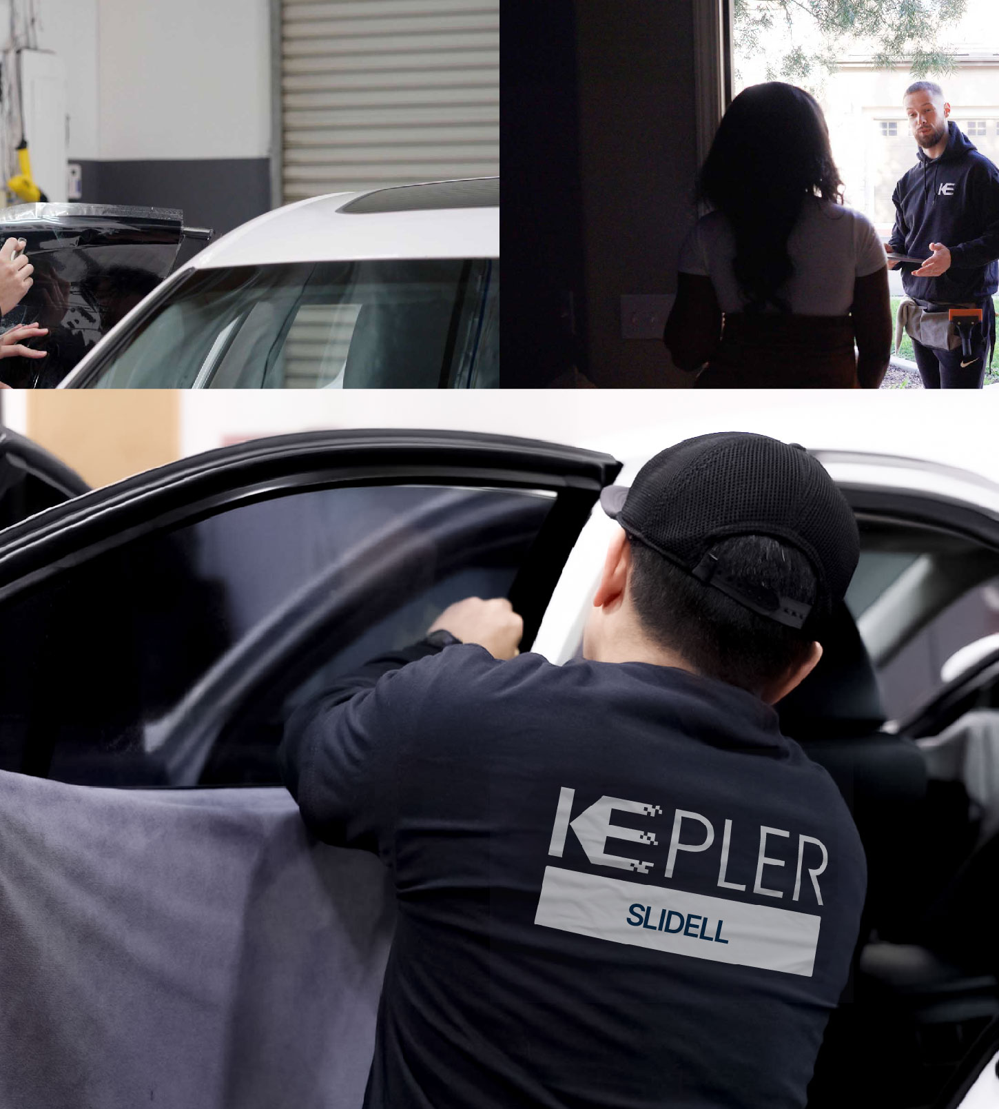 Automotive Window Tinting Expert Applying Film in Slidell, Louisiana