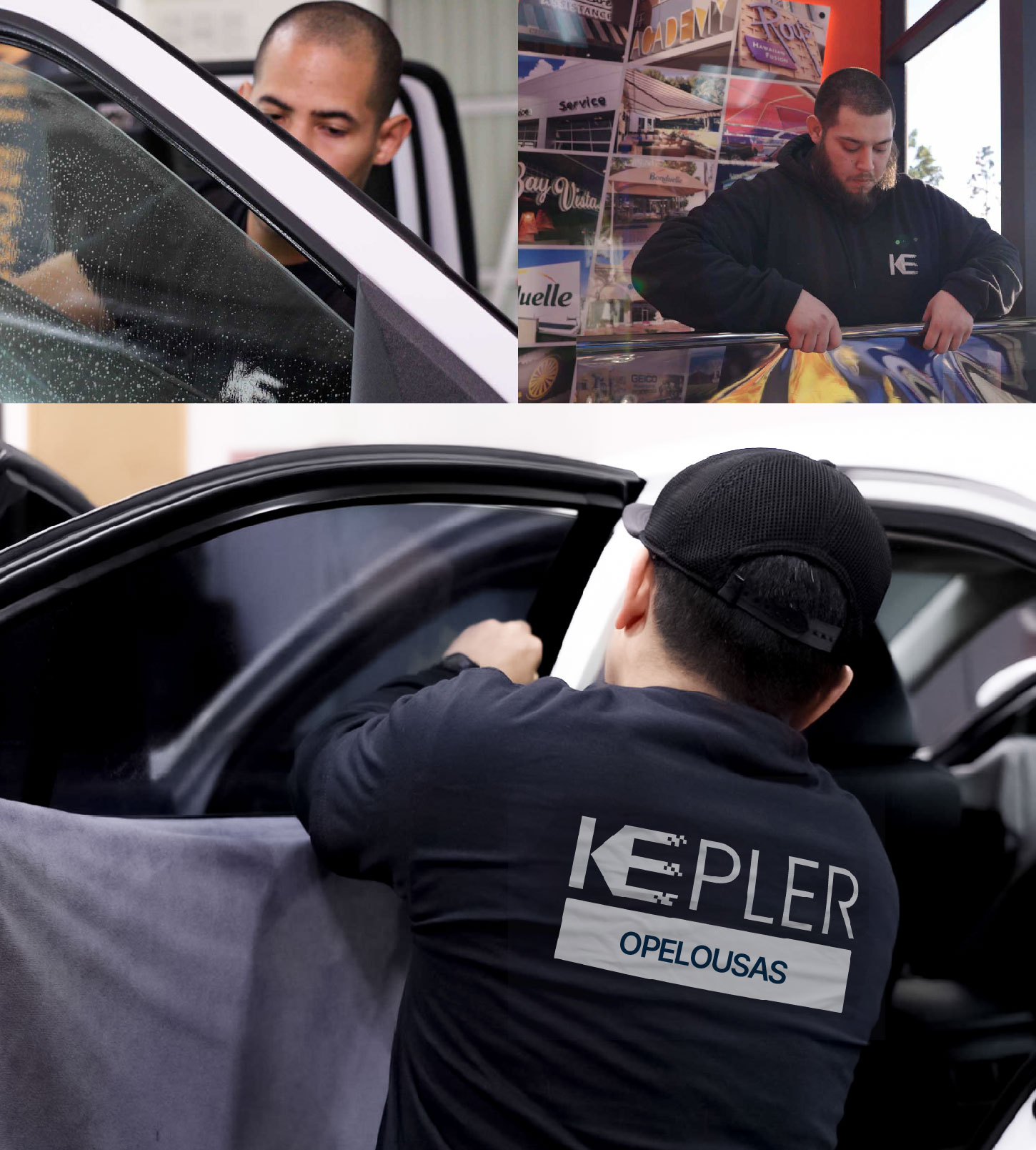 Automotive Window Tinting Expert Applying Film in Opelousas, Louisiana
