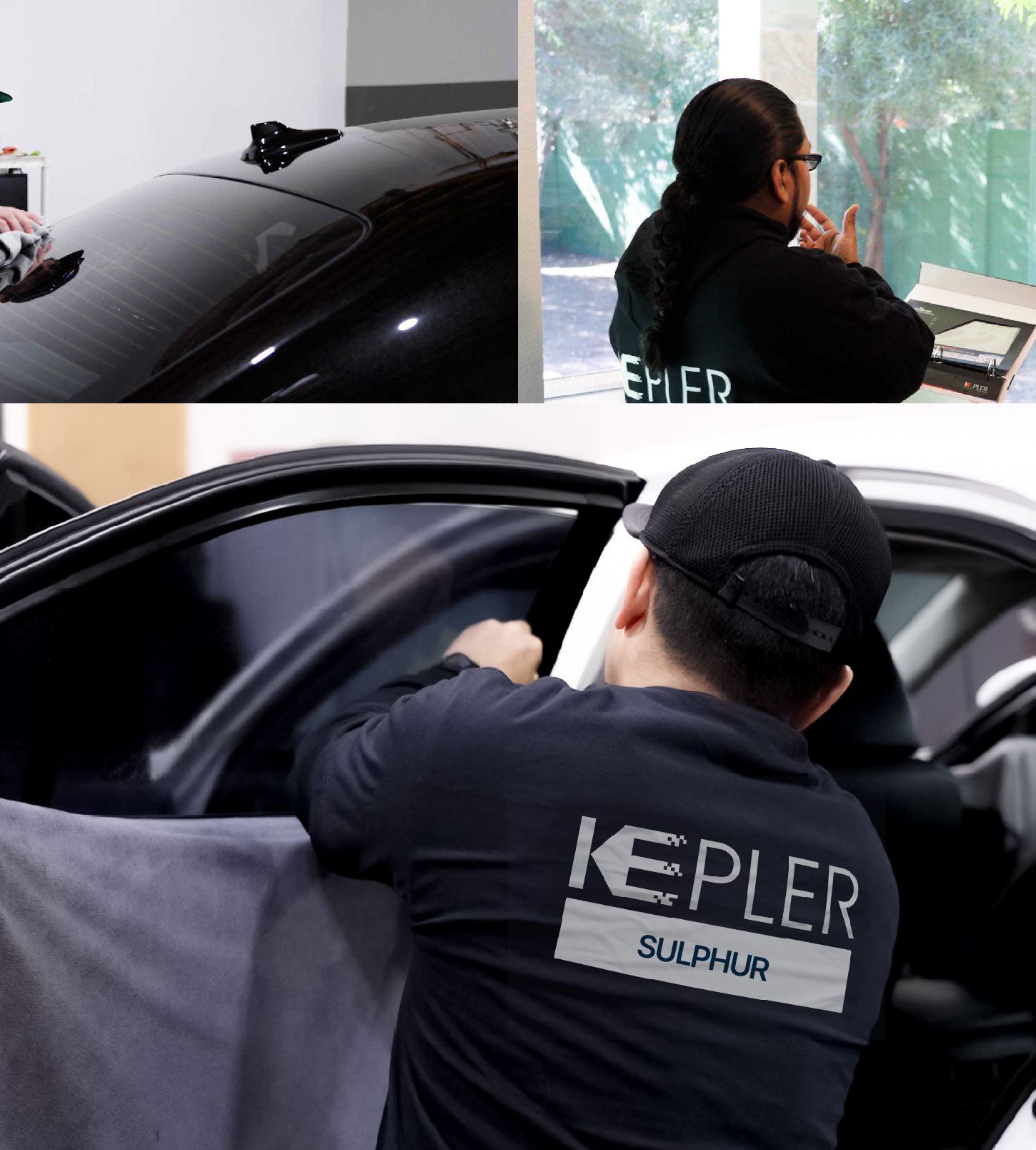 Automotive Window Tinting Expert Applying Film in Sulphur, Louisiana